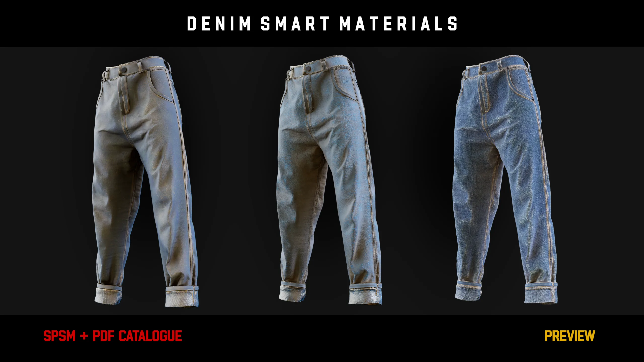 ” 15 High Detailed Denim Smart Materials ” (vol.3)