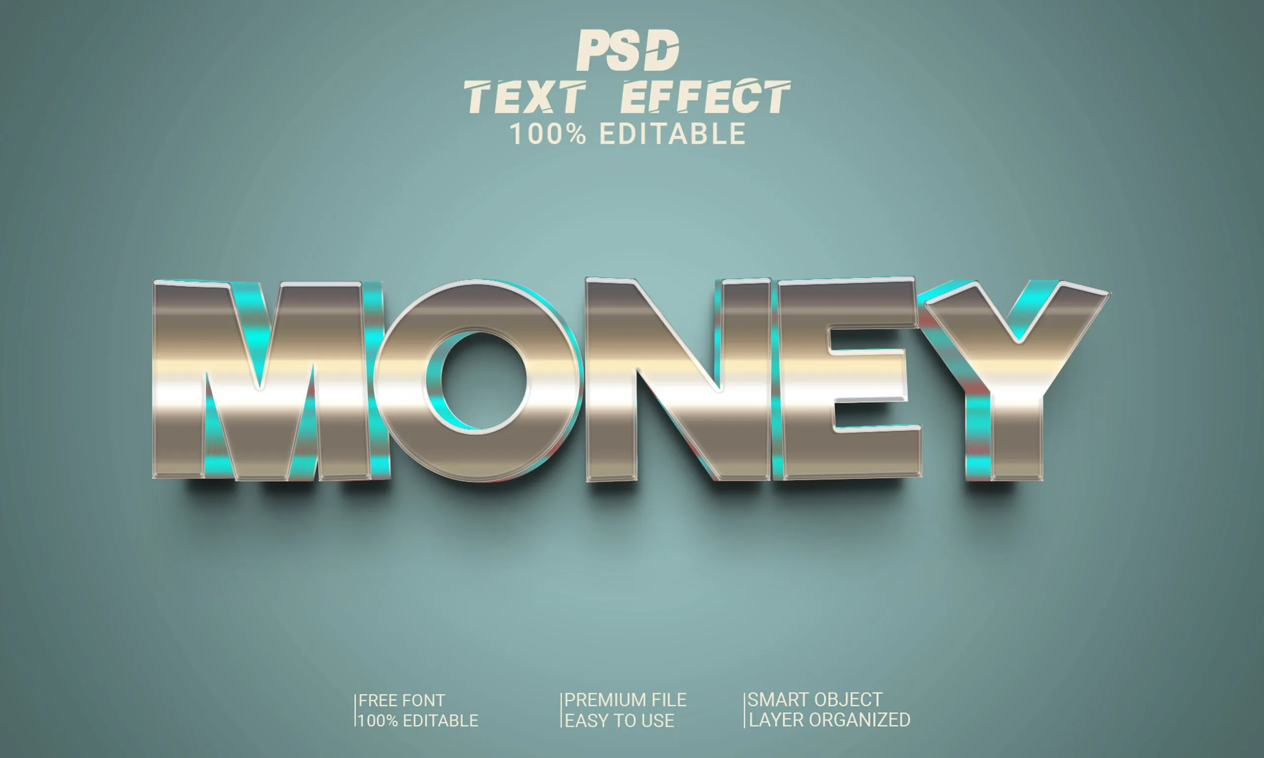 3D Money PSD fully editable text effect. Layer style PSD mockup template.