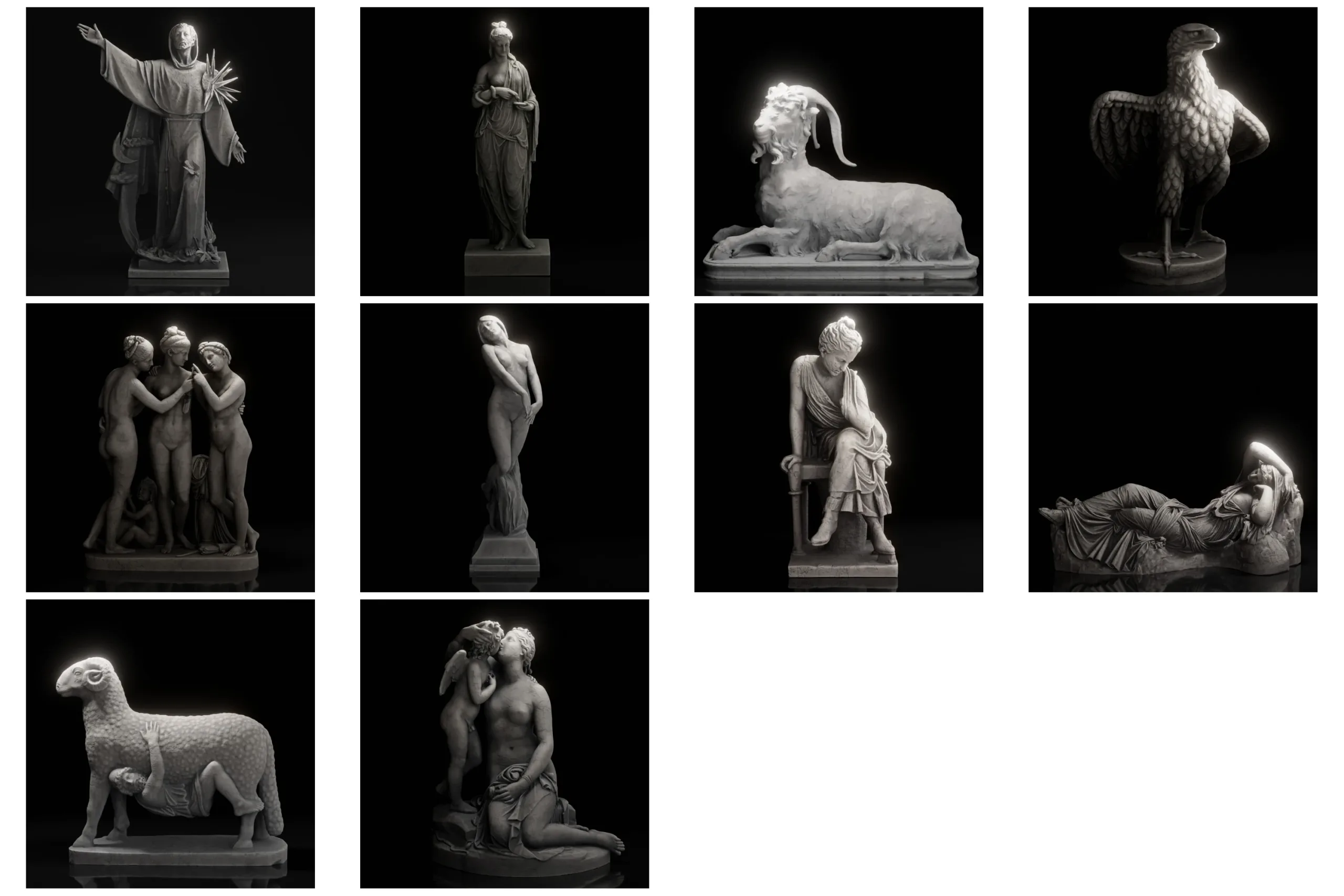 100+ Scaned Famous Statues in Rome 3d models Pack Ⅰ