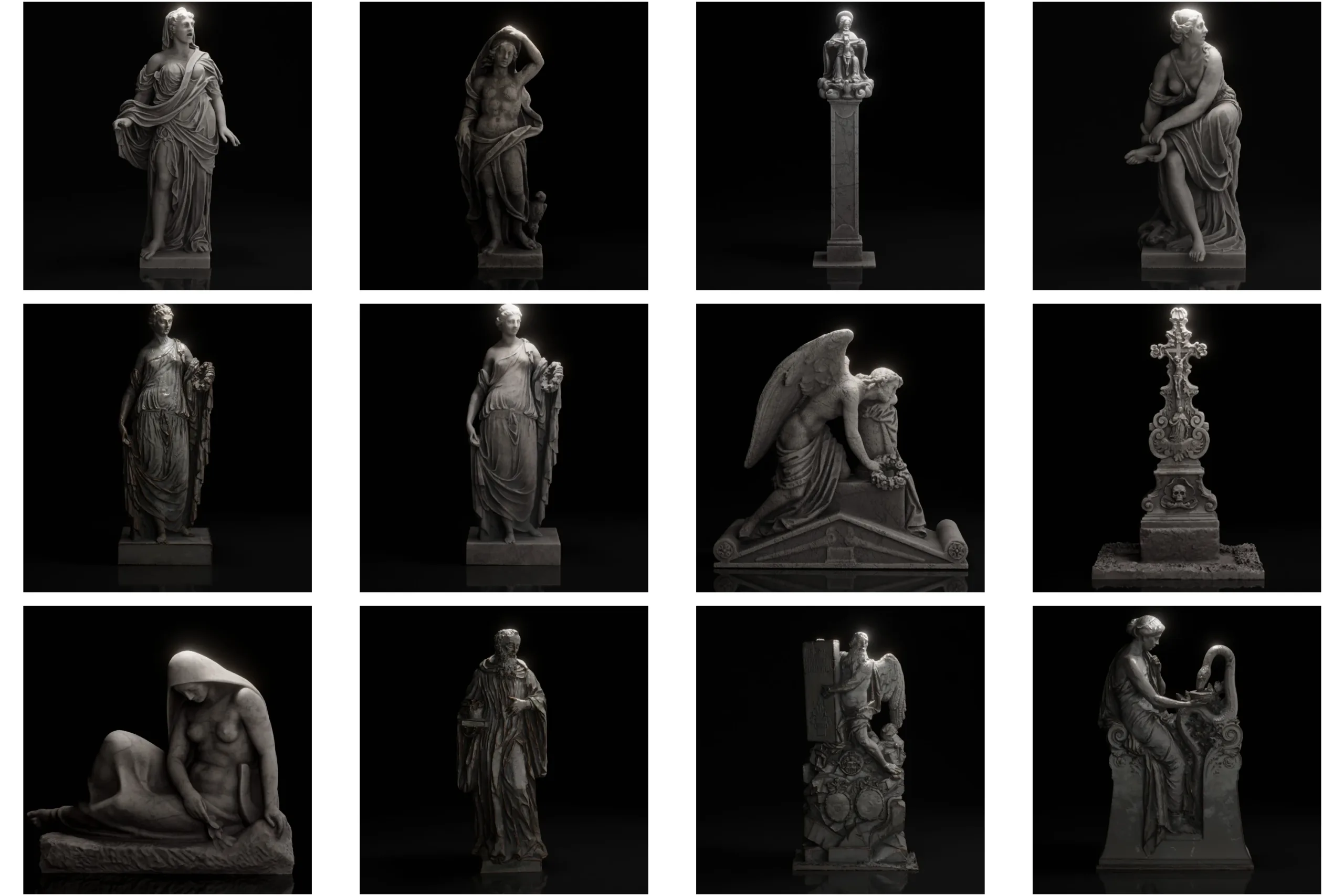 100+ Scaned Famous Statues in Rome 3d models Pack Ⅰ