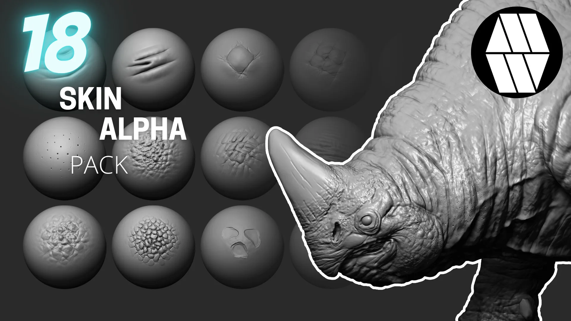 18 Skin Alphas and VDM Brush - Custom made Alphas to use in ZBrush