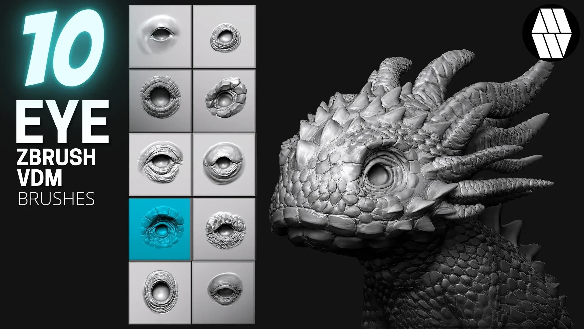 10 EYE VDM Brush - Custom made Brush to use in ZBrush Sculpting