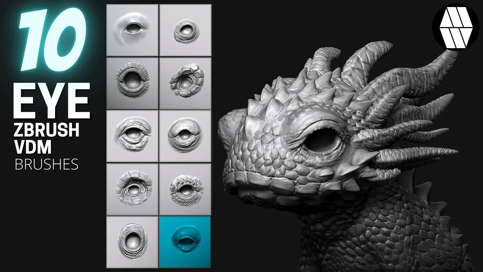 10 EYE VDM Brush - Custom made Brush to use in ZBrush Sculpting