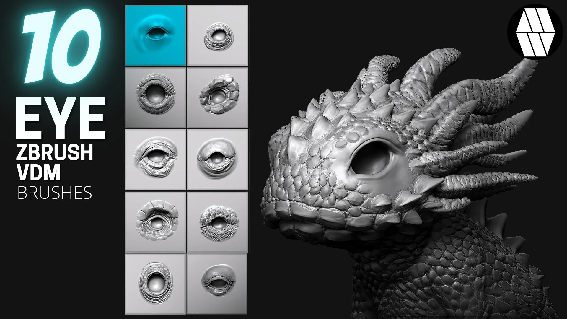 10 EYE VDM Brush - Custom made Brush to use in ZBrush Sculpting