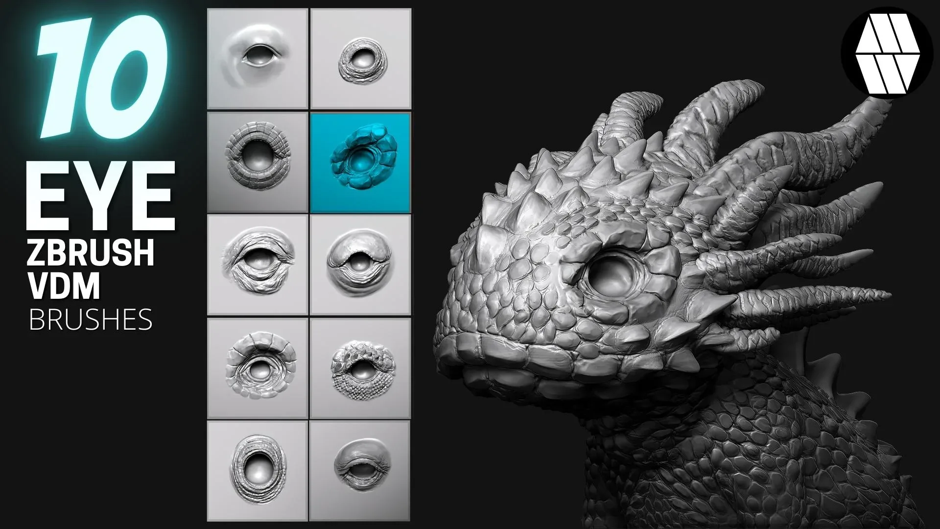 10 EYE VDM Brush - Custom made Brush to use in ZBrush Sculpting