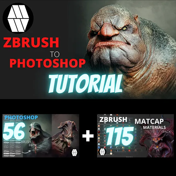 ZBrush to Photoshop - Troll Bust Tutorial - BUNDLE PACK