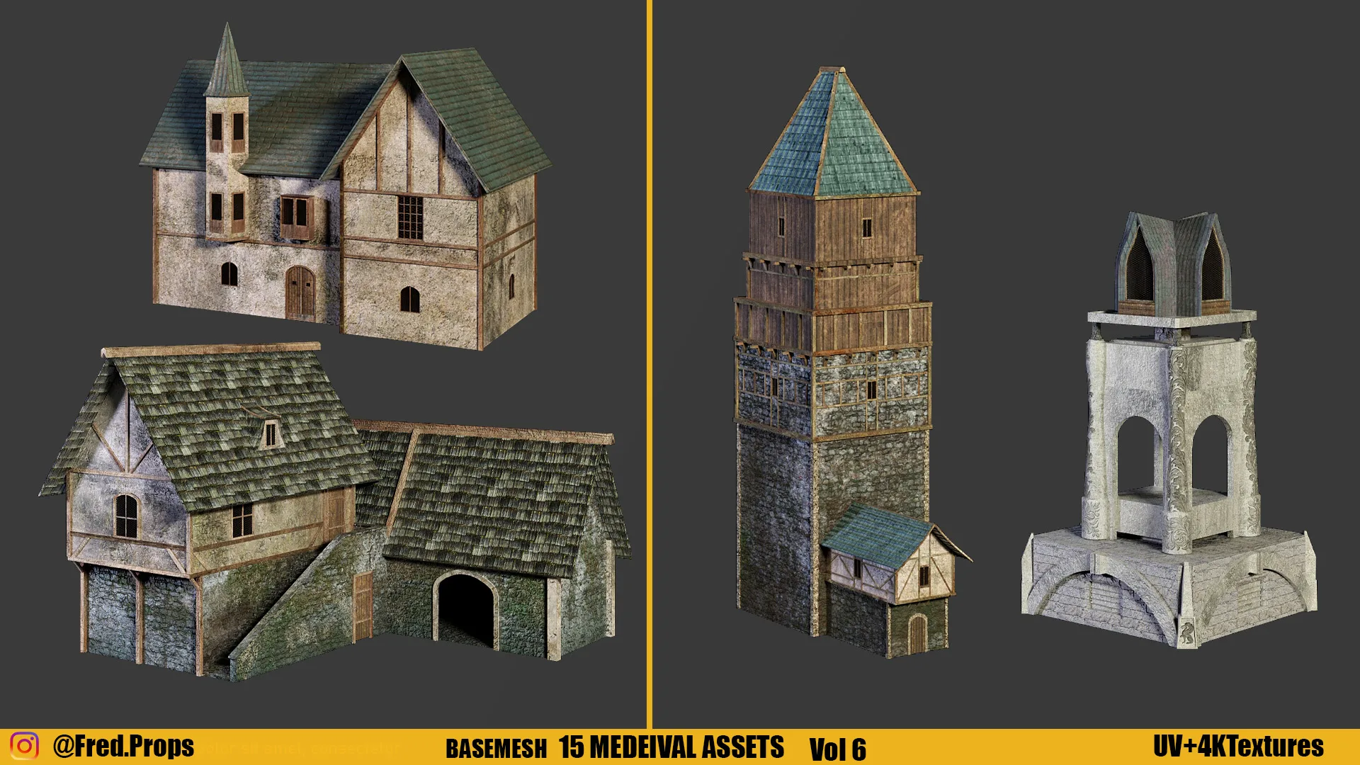 KITBASH: Medieval Assets+4kTextures Vol 6