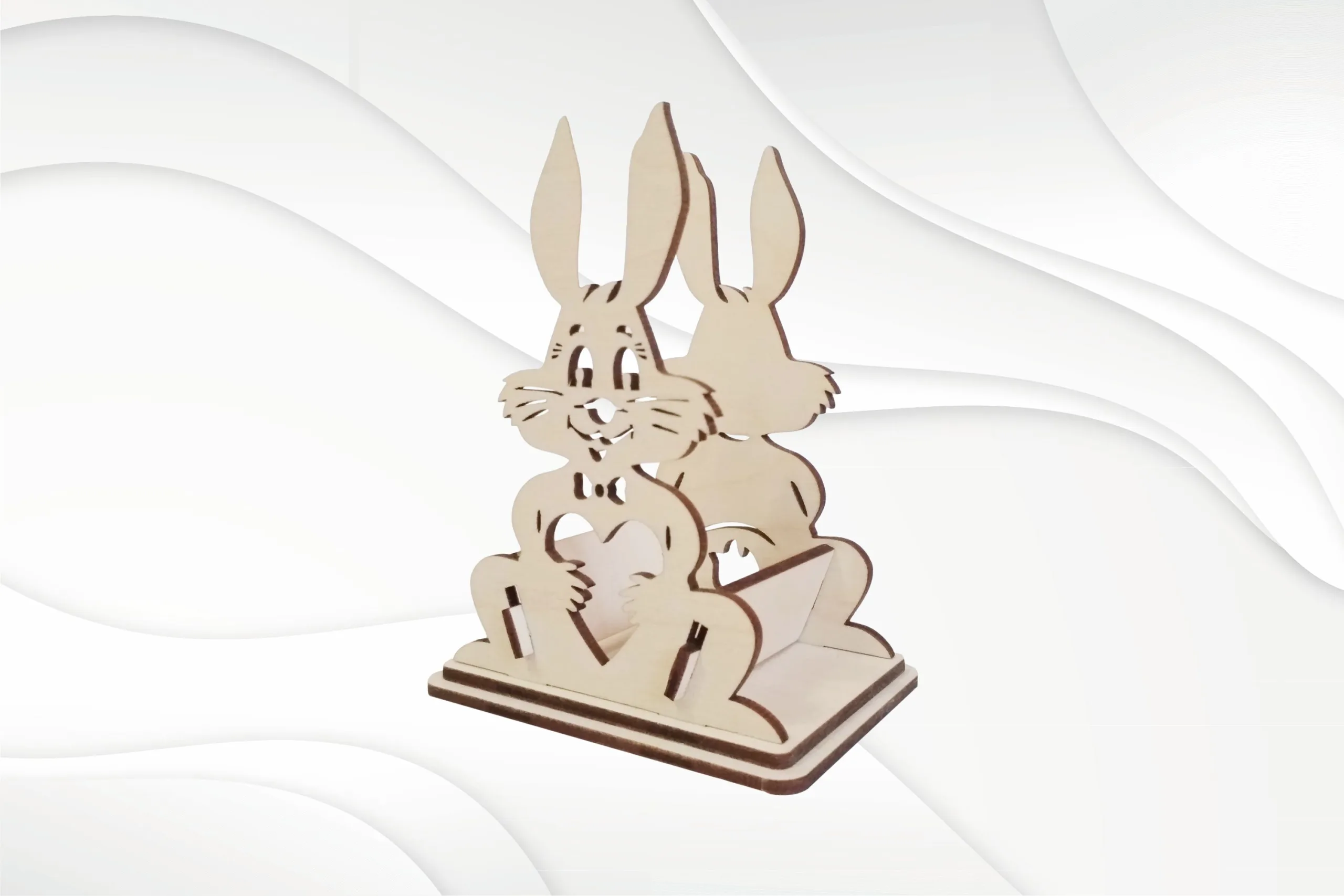 3D puzzles Easter bunny egg holder, laser cutting design. Laser cut pattern.