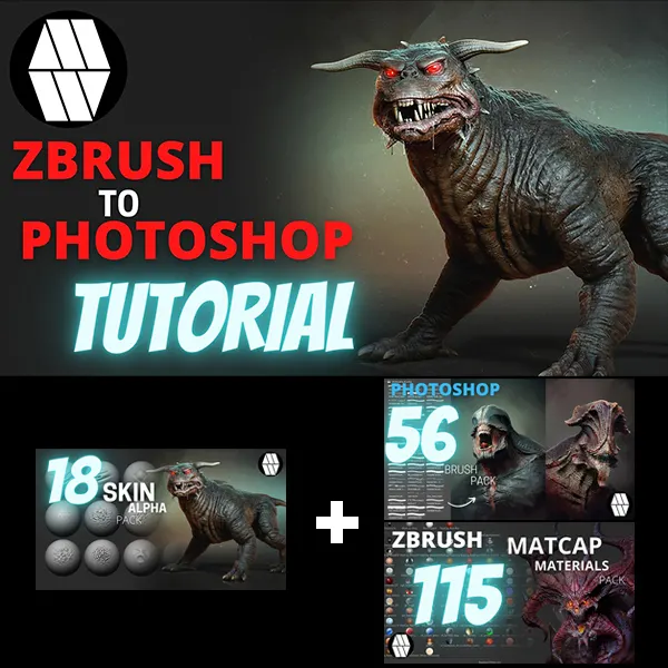 ZBrush to Photoshop - Terror Dog Tutorial - BUNDLE PACK