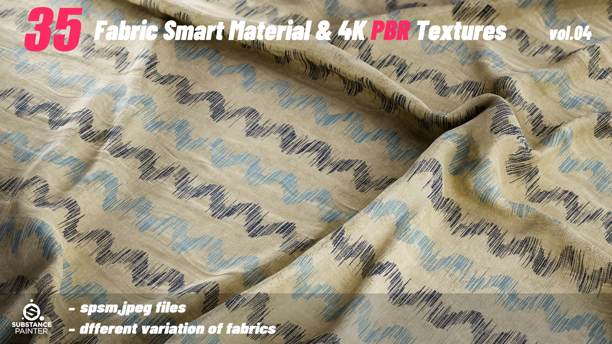 35 High Quality Fabric Smart Material Bundle + 4K PBR Texture_VOL.04