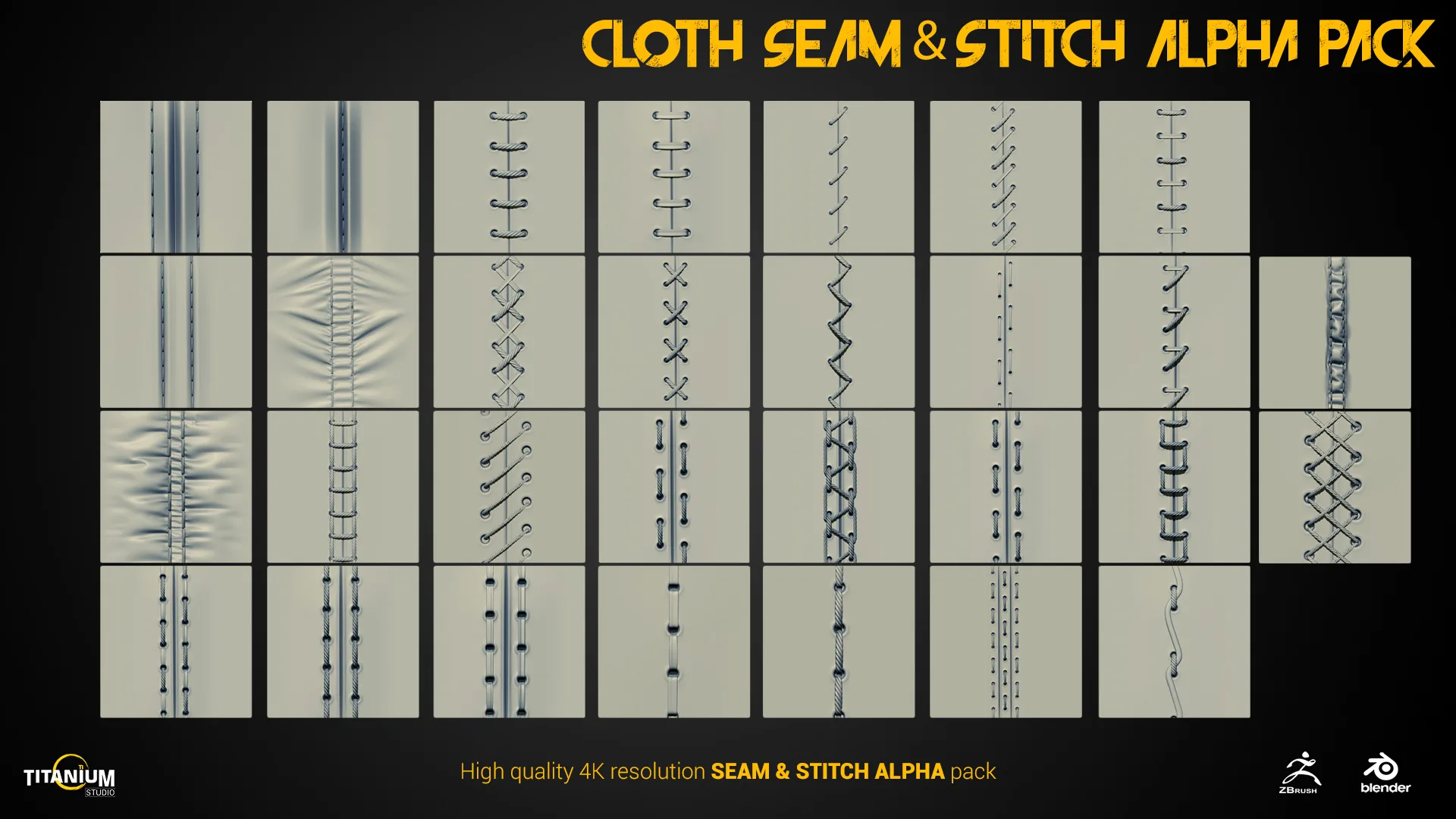 Seam & Stitch Brush + Alpha 4K Pack