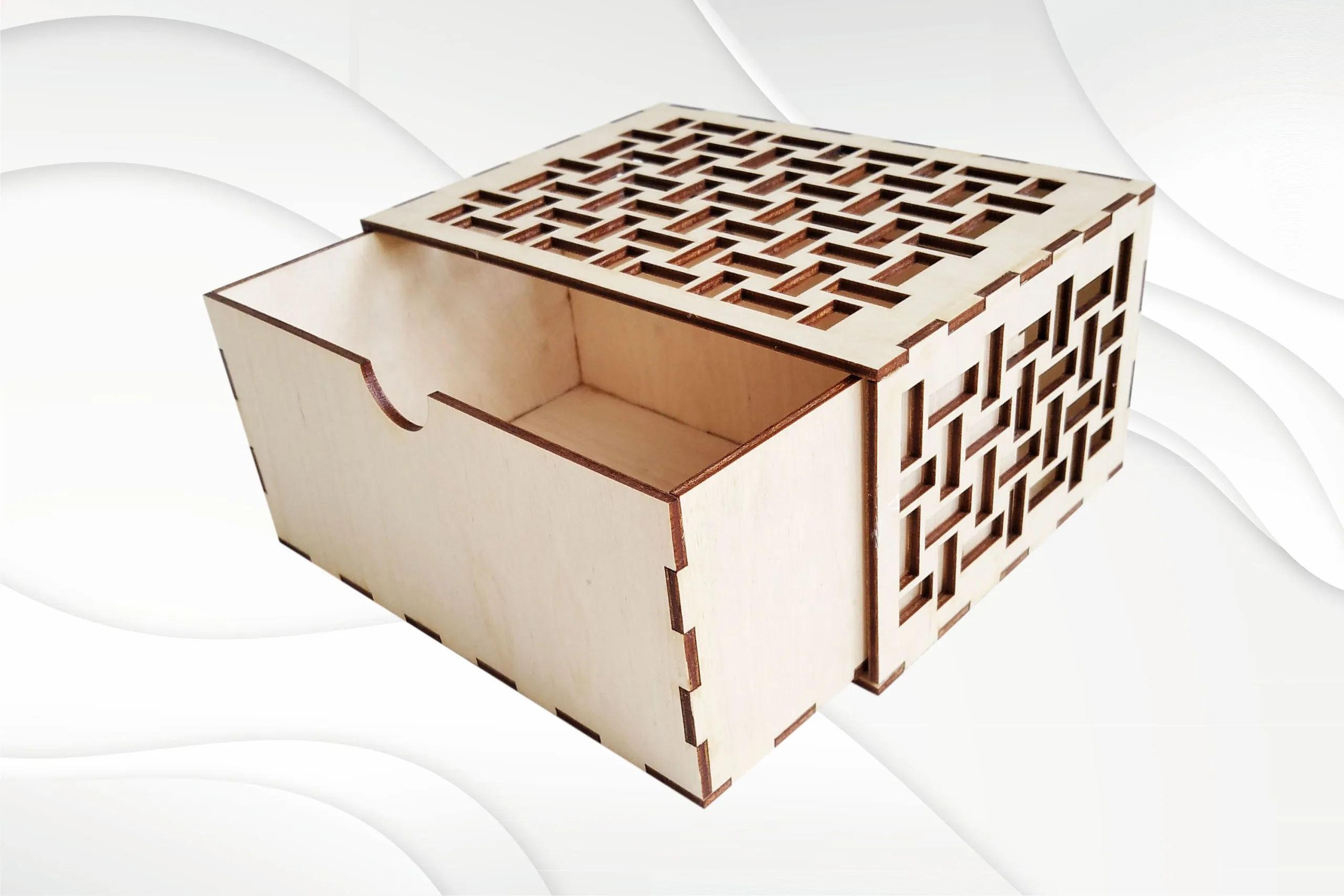 Gift box with tile pattern, svg dxf design for laser cutting