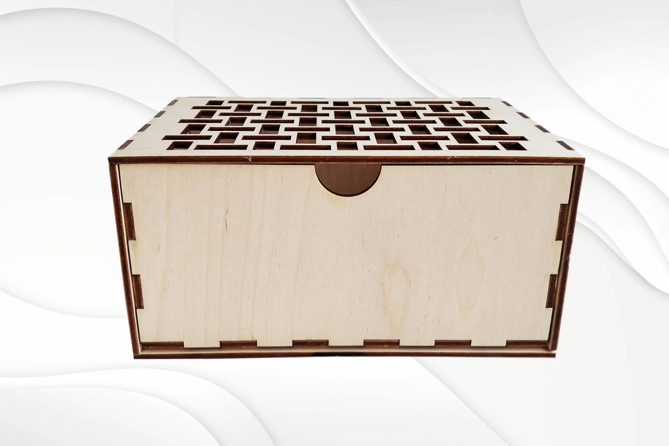 Gift box with tile pattern, svg dxf design for laser cutting