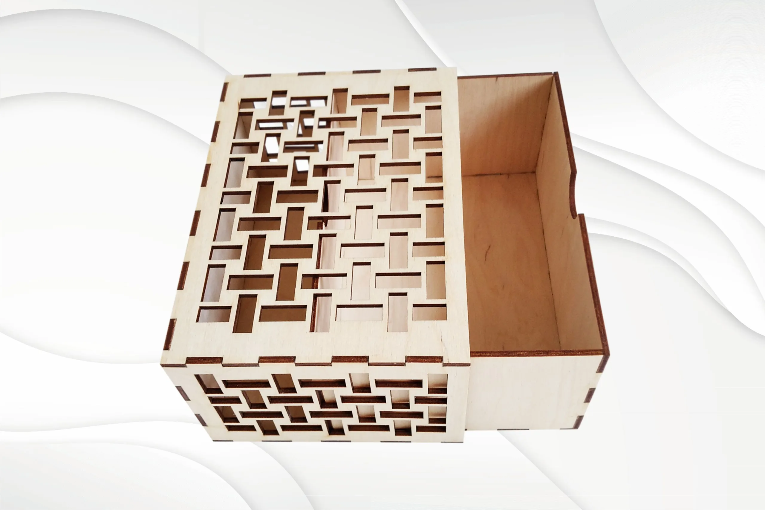 Gift box with tile pattern, svg dxf design for laser cutting