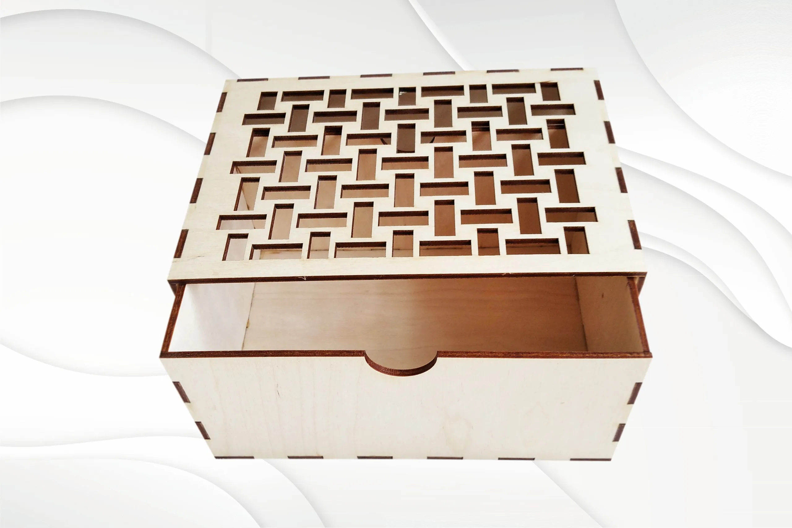 Gift box with tile pattern, svg dxf design for laser cutting