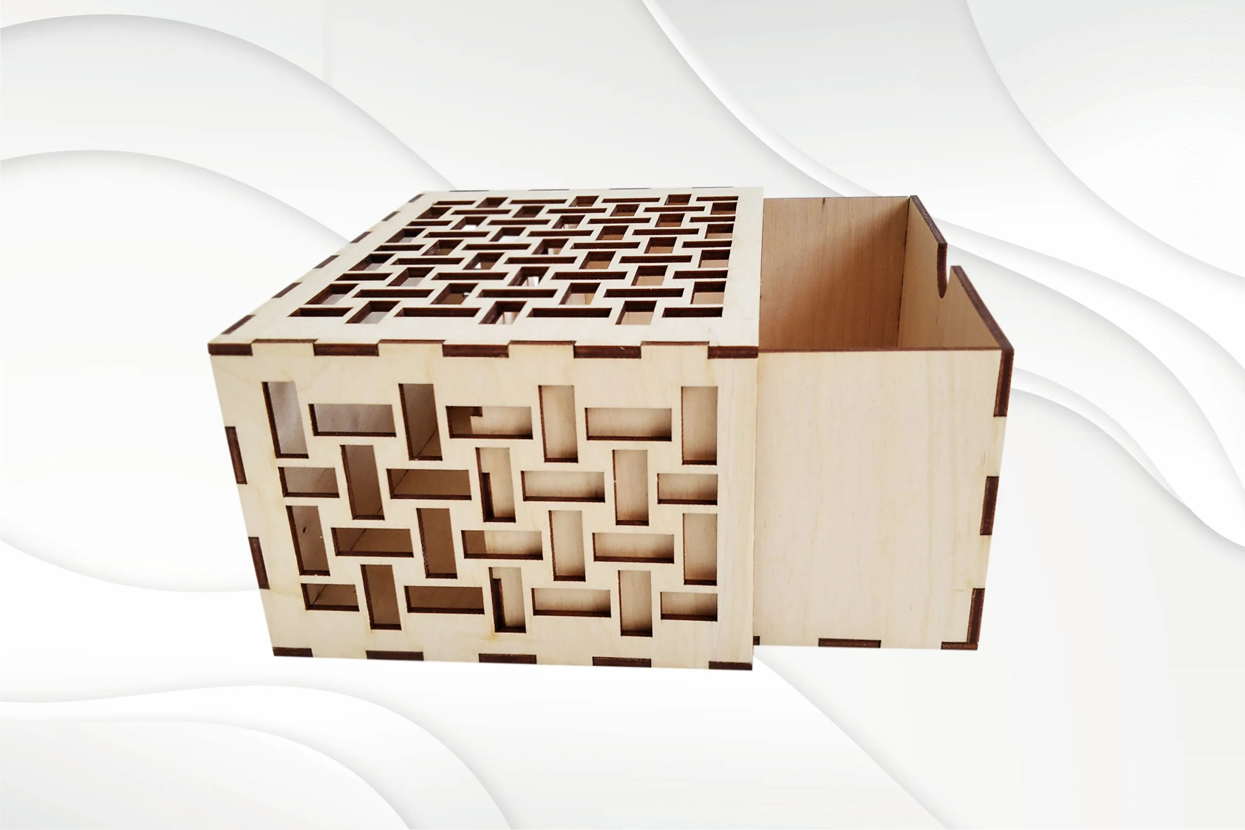 Gift box with tile pattern, svg dxf design for laser cutting