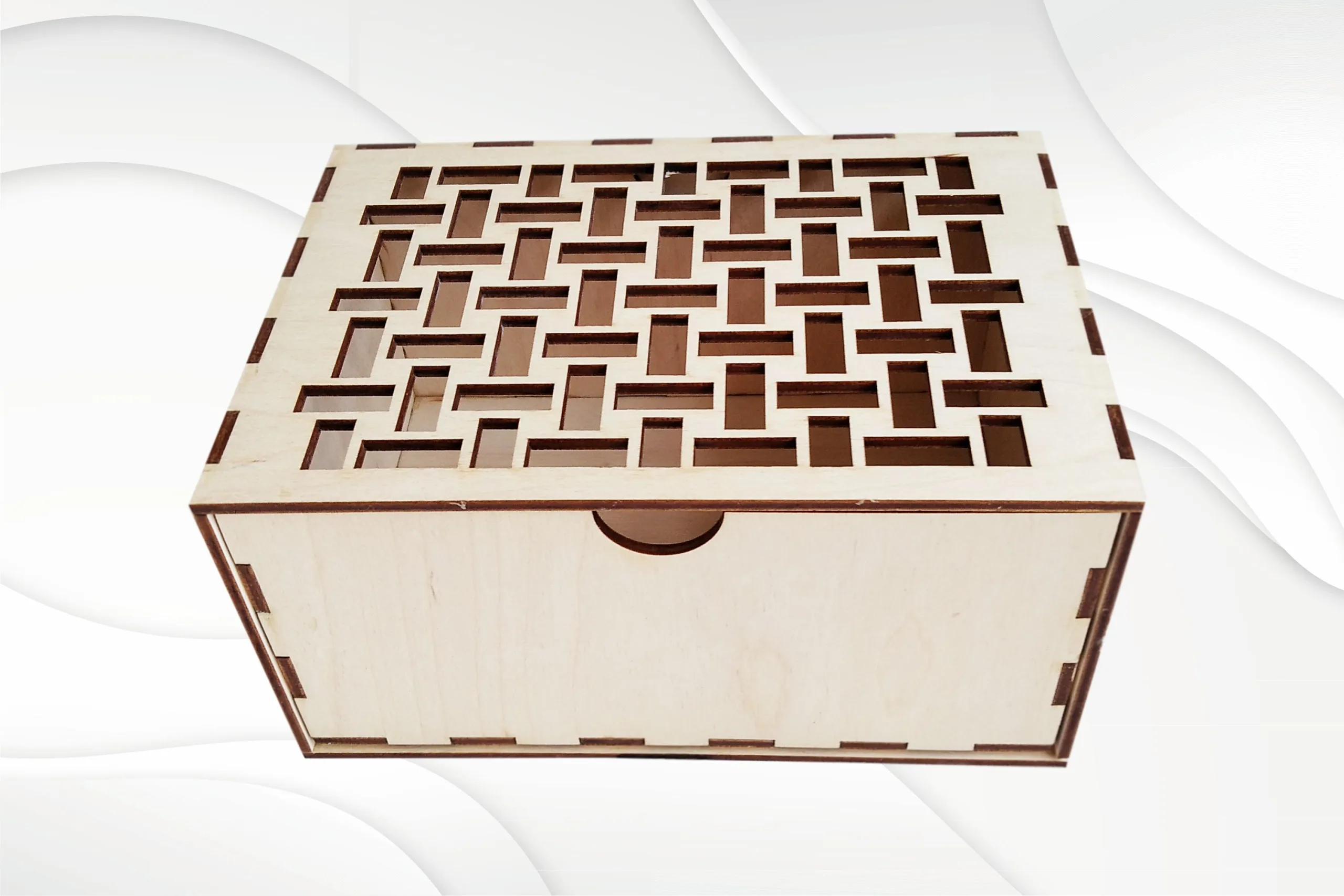 Gift box with tile pattern, svg dxf design for laser cutting