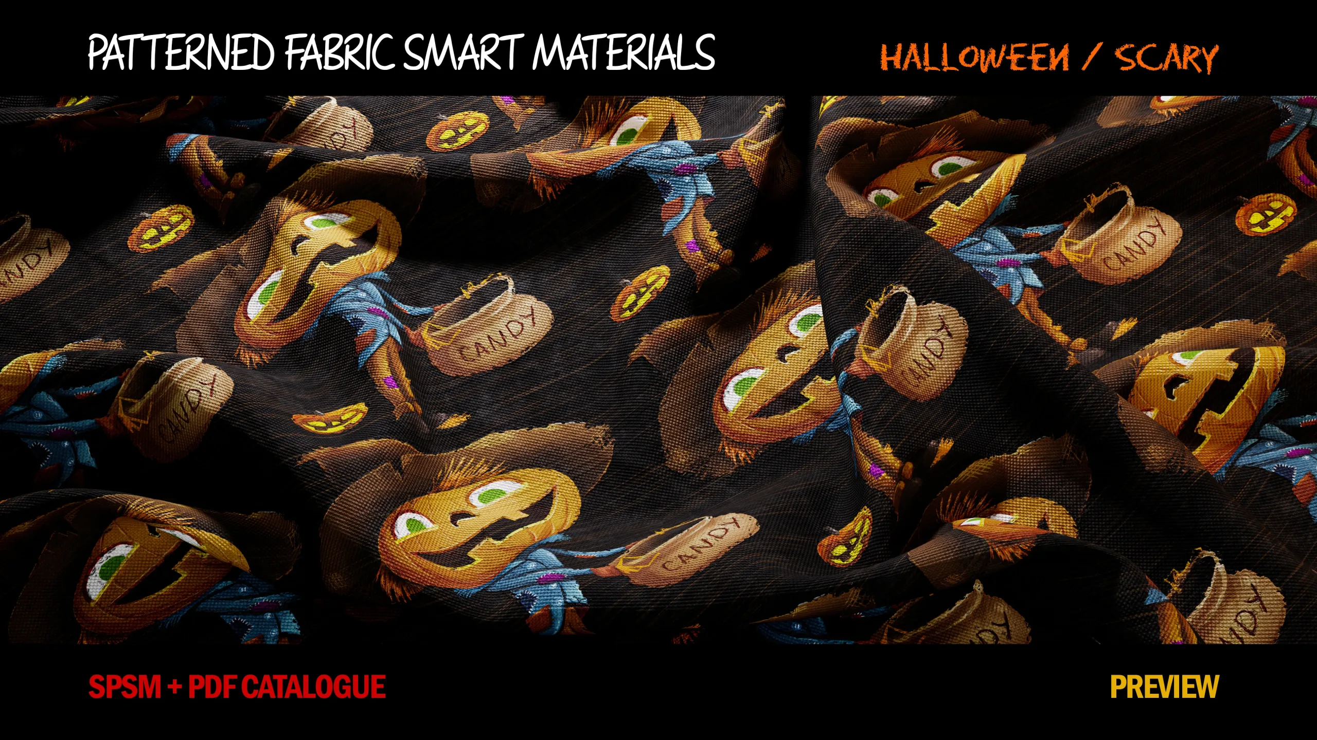 " 15 High Detailed Patterned Fabric Smart Materials " (Vol.4) / Halloween - Scary