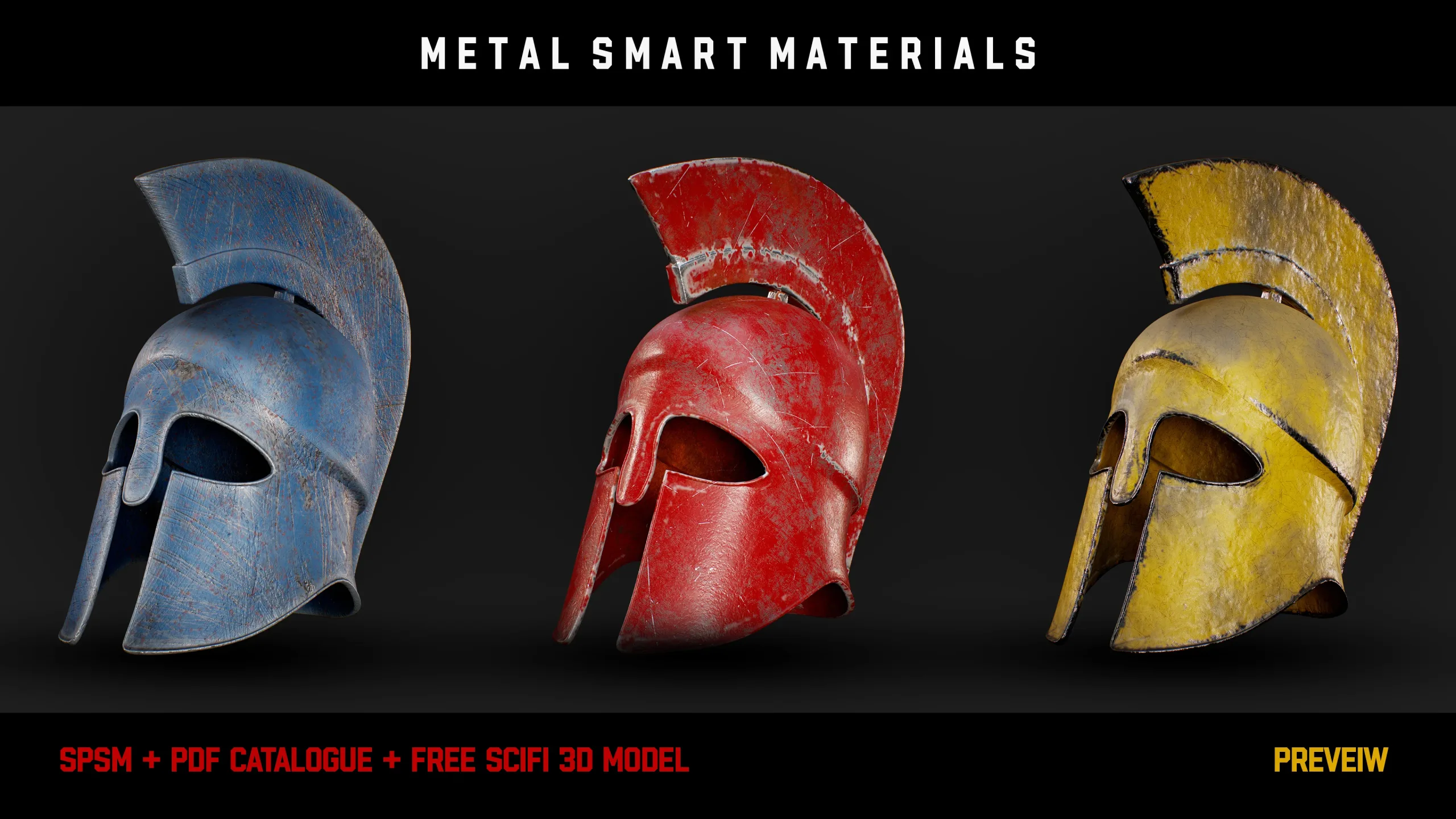 " 15 High Detailed Metal Smart Materials " (Vol.1) + Free SCIFI Box 3D Model