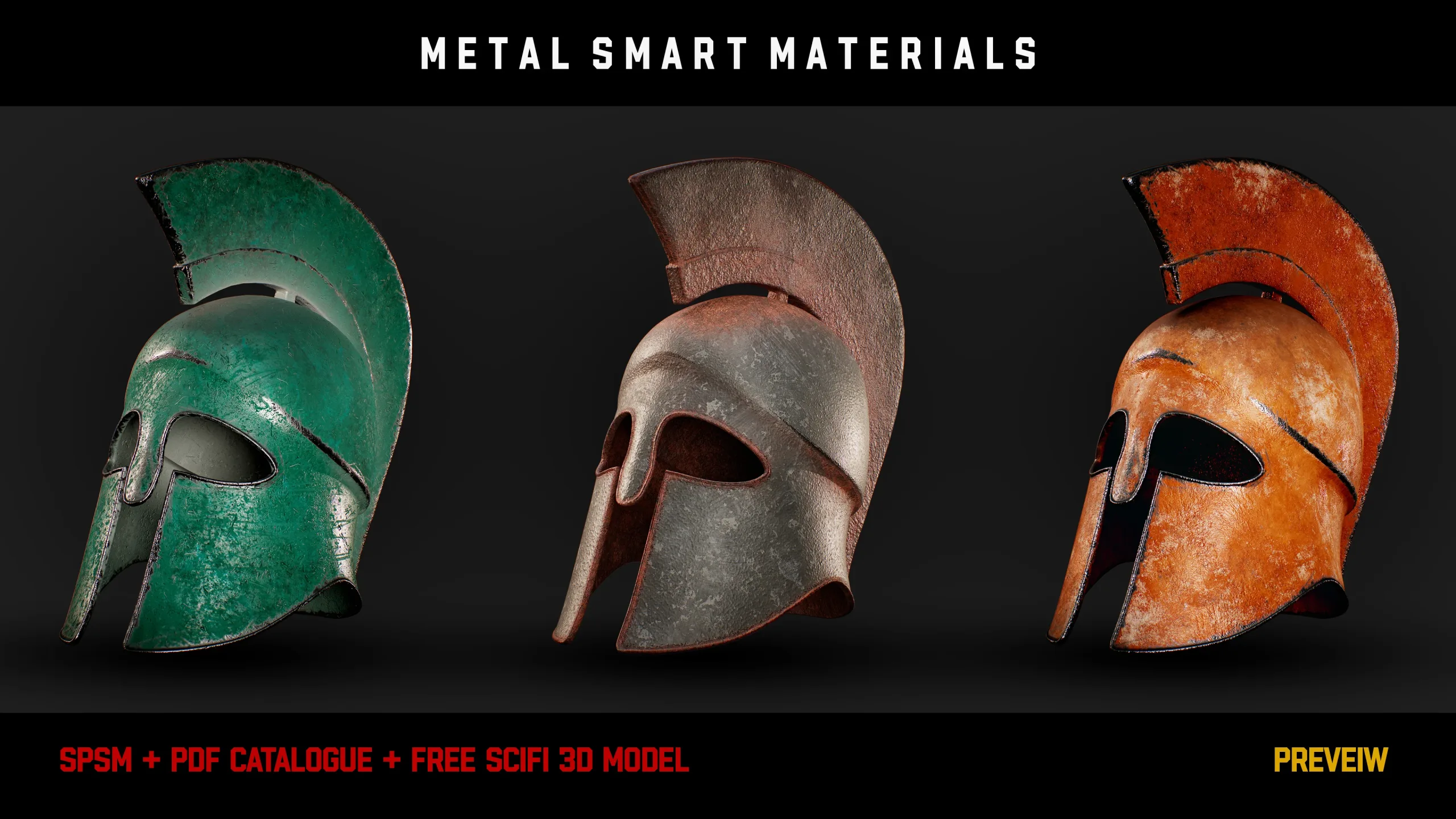 " 15 High Detailed Metal Smart Materials " (Vol.1) + Free SCIFI Box 3D Model