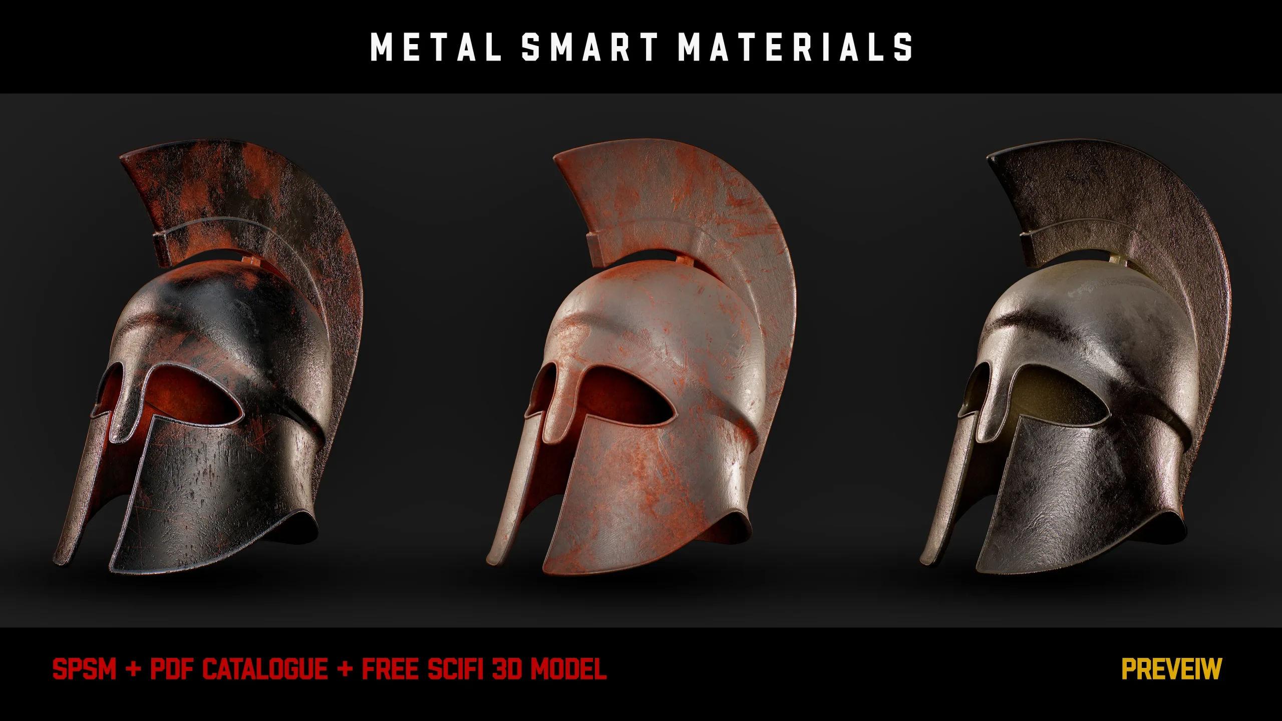 " 15 High Detailed Metal Smart Materials " (Vol.1) + Free SCIFI Box 3D Model