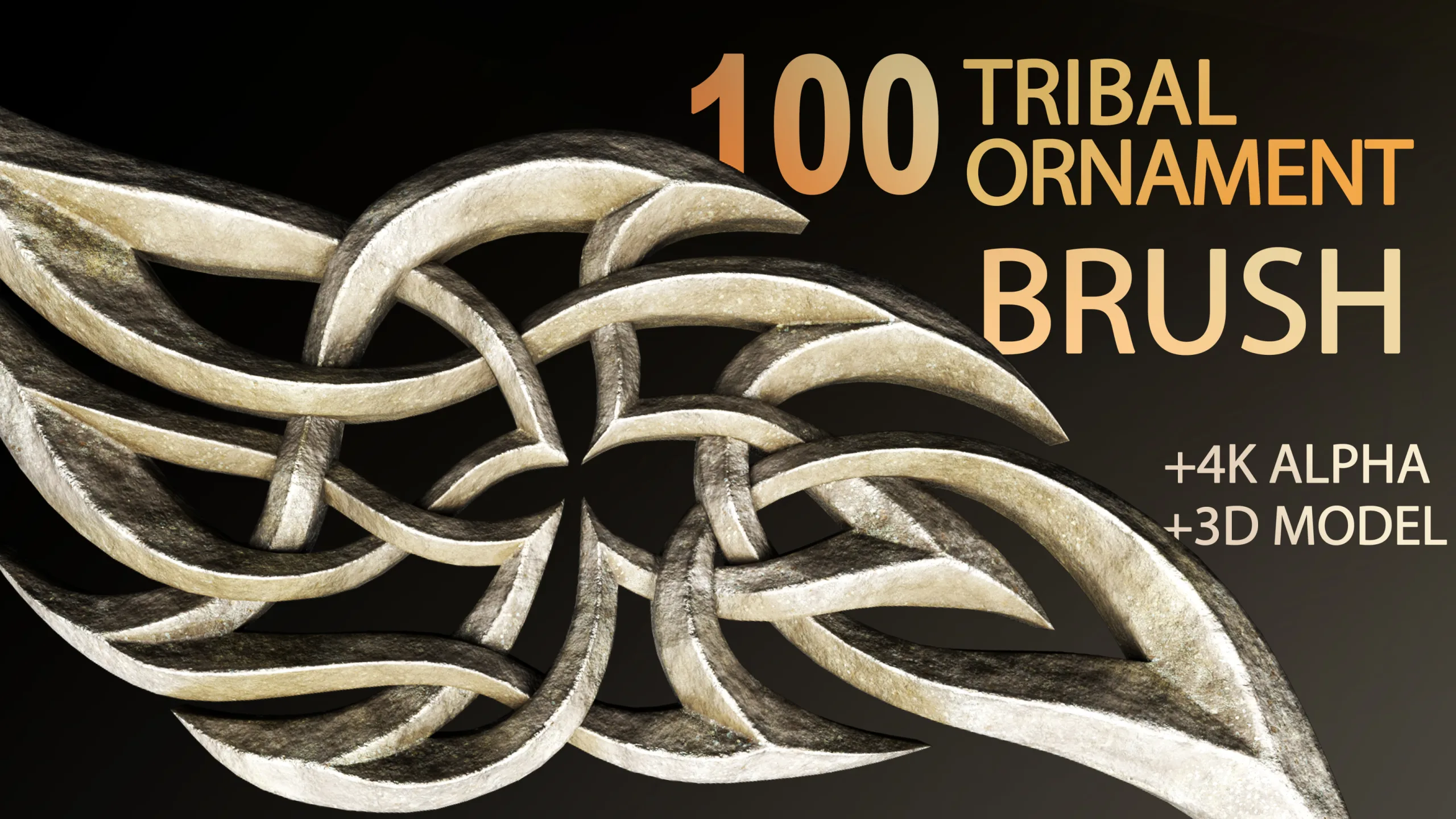 100 Tribal Ornament Brushes Alphas and 3D Models