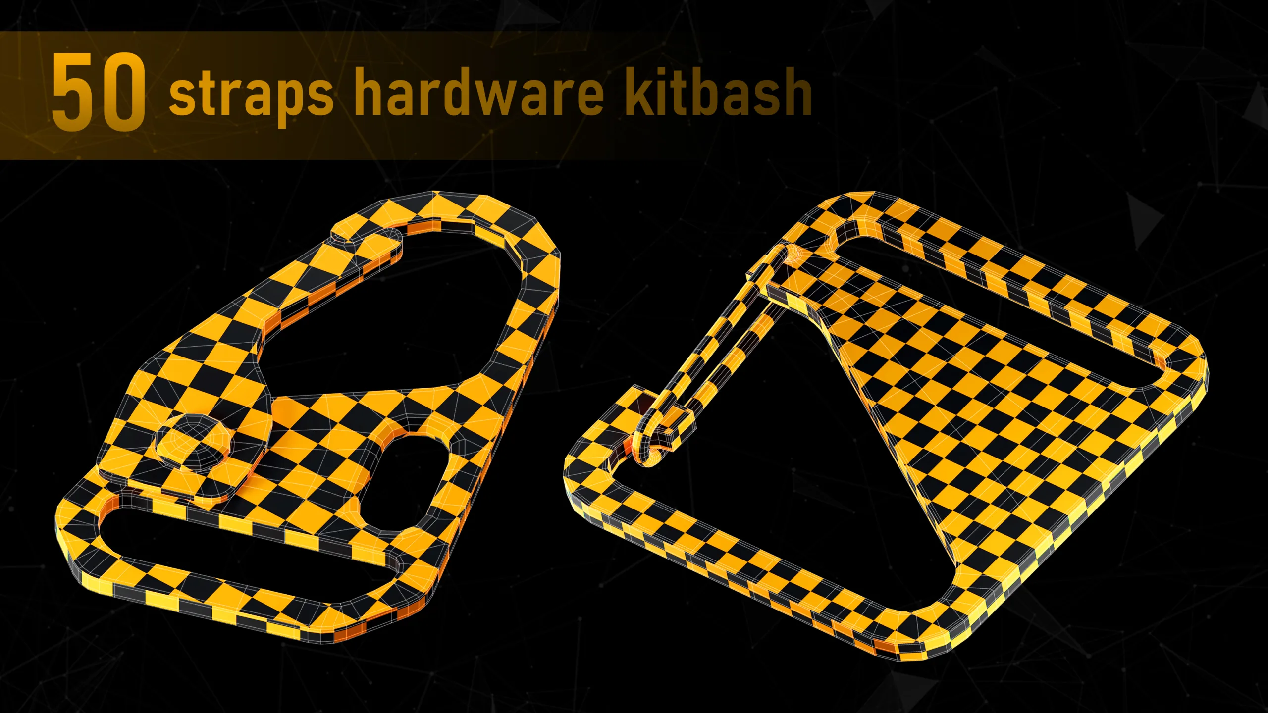 50 Straps Hardware Kitbash 3D Models (fully unwraped) + imm brushes