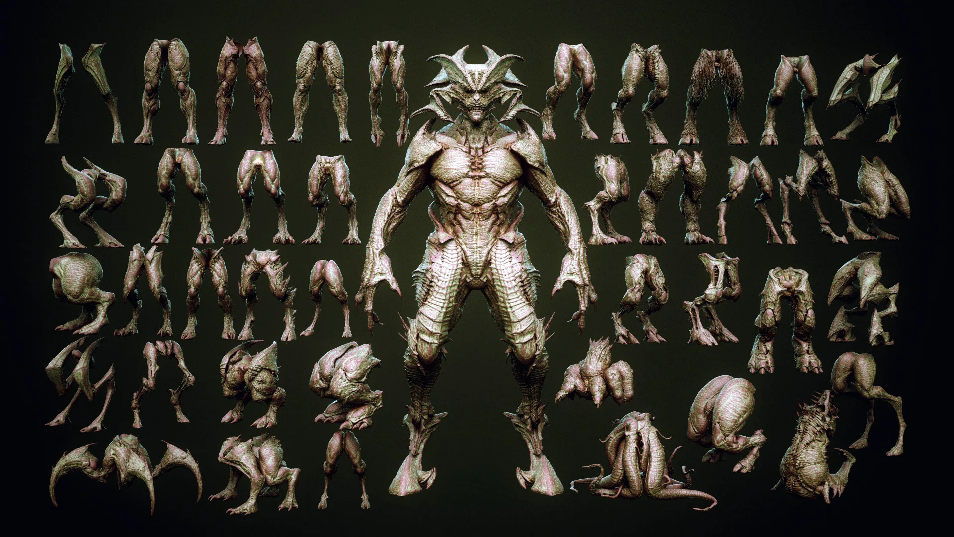 DEMON part 4: 40 Legs with Blendshapes