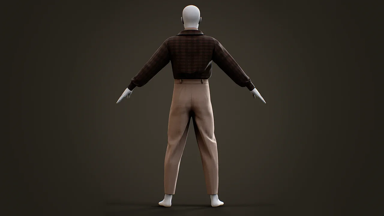 Men 's Vintage Outfit / MD , Clo3d Project + OBJ , FBX (Game Ready)