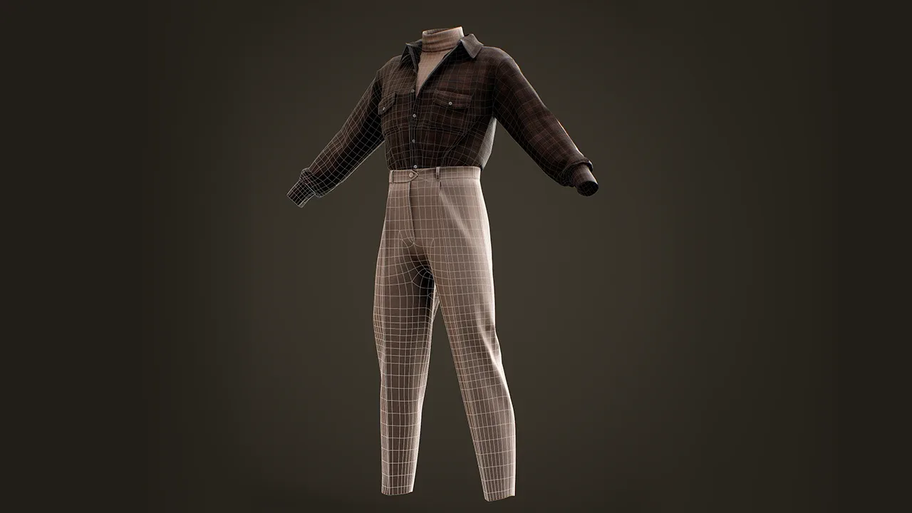 Men 's Vintage Outfit / MD , Clo3d Project + OBJ , FBX (Game Ready)