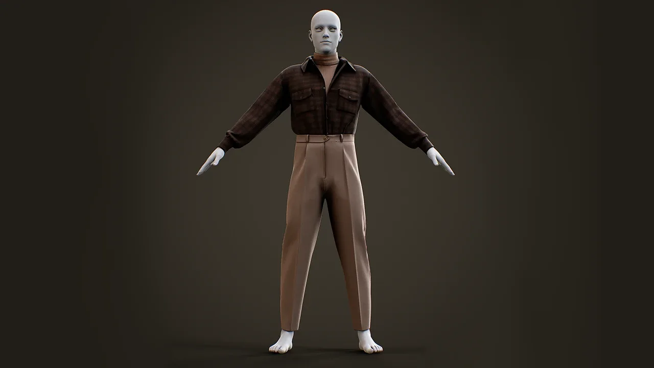 Men 's Vintage Outfit / MD , Clo3d Project + OBJ , FBX (Game Ready)