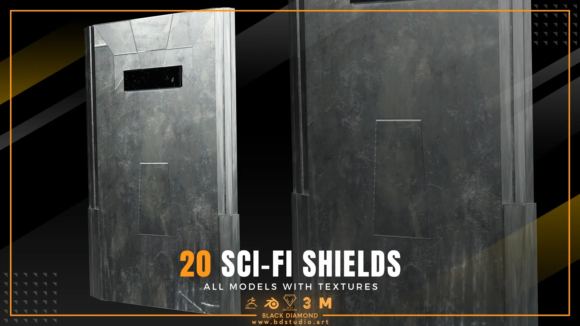 20 SCI-FI SHIELDS with Textures ( For All 3D Software and ready for Game )