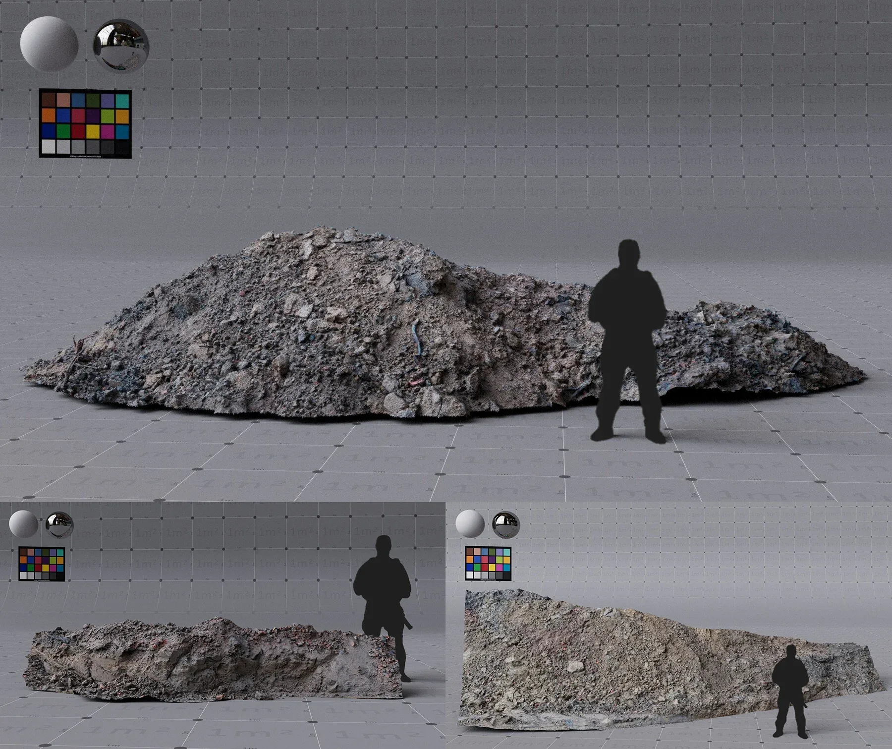 3x MUD scanned assets, medium quality, 4K textures, UDIMs