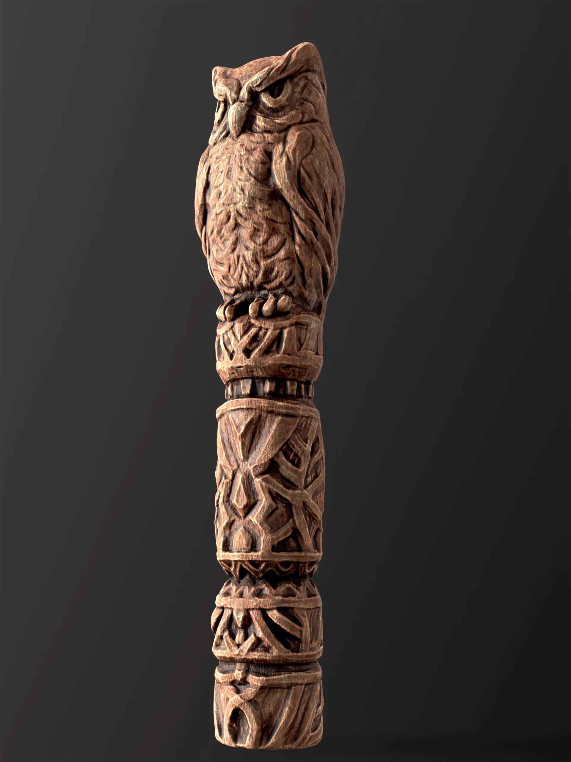 Wooden Totem Owl Pole 8K