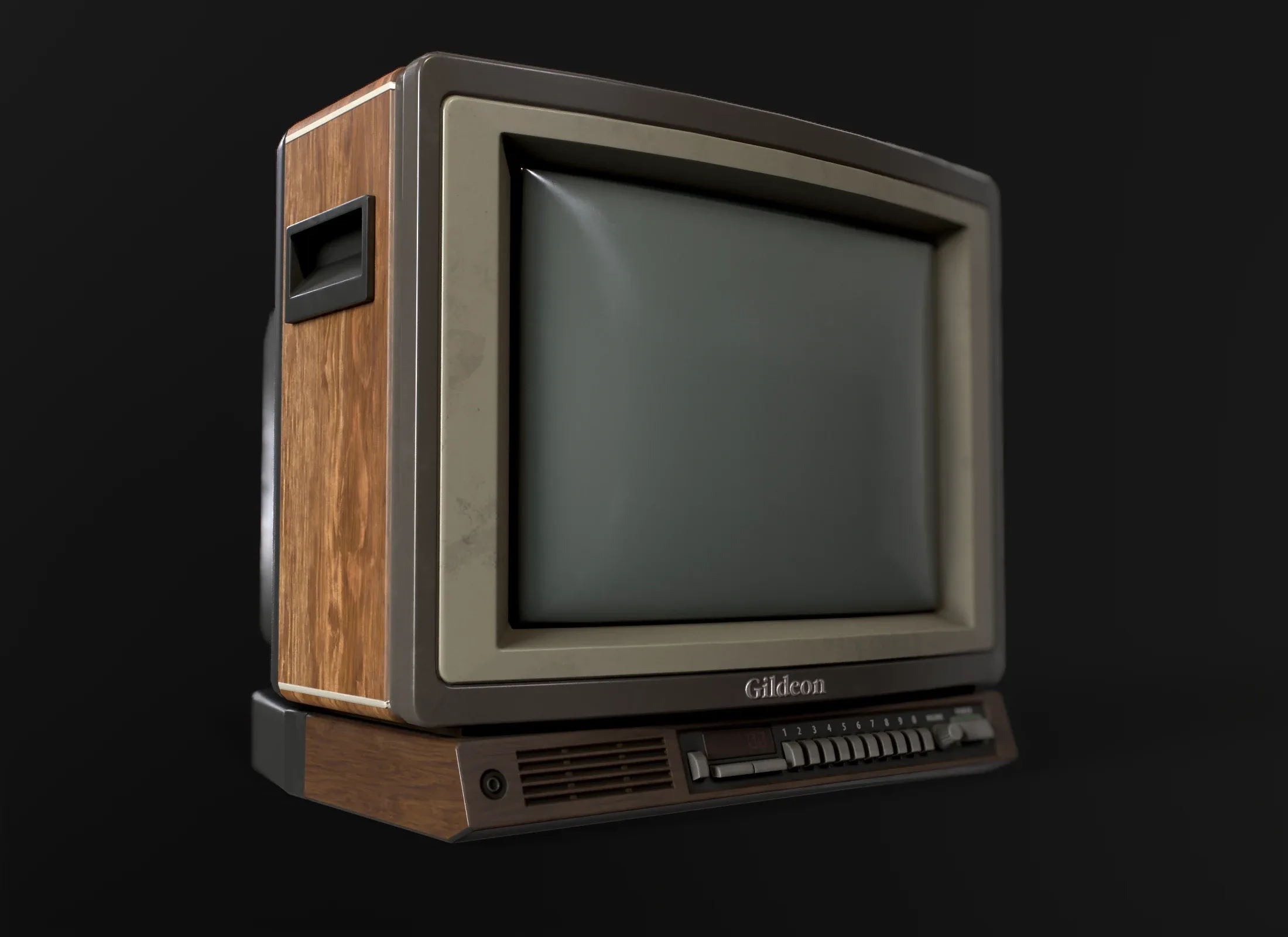 Old Retro TV from 80s wooden case