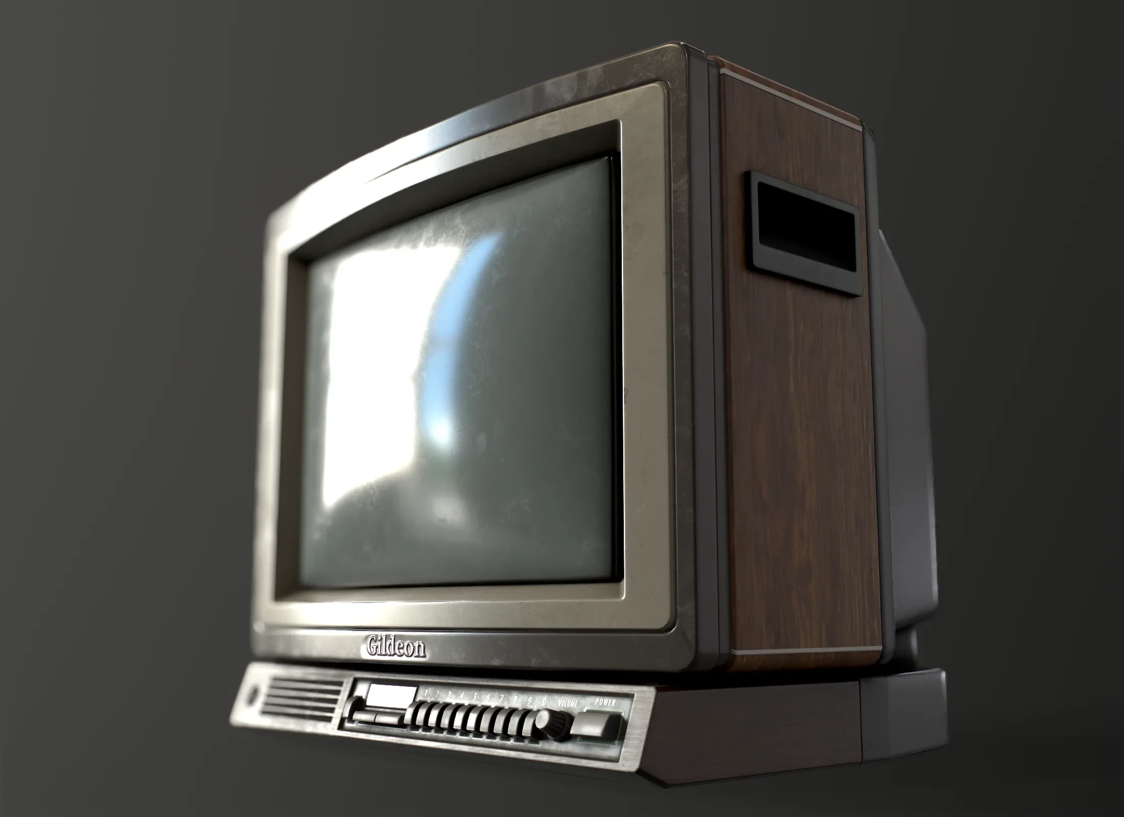 Old Retro TV from 80s wooden case