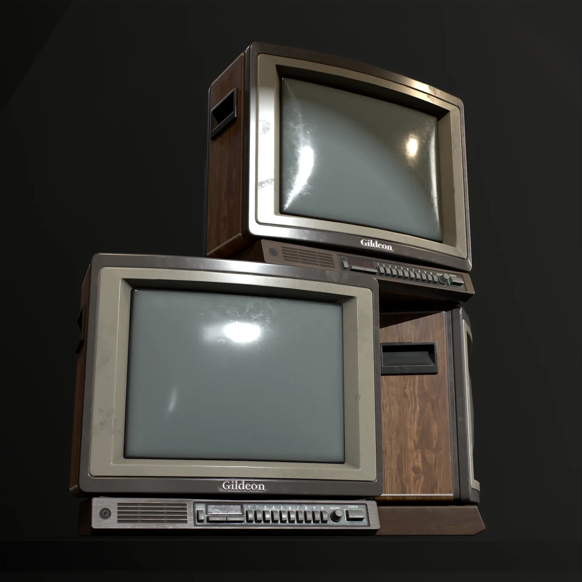Old Retro TV from 80s wooden case