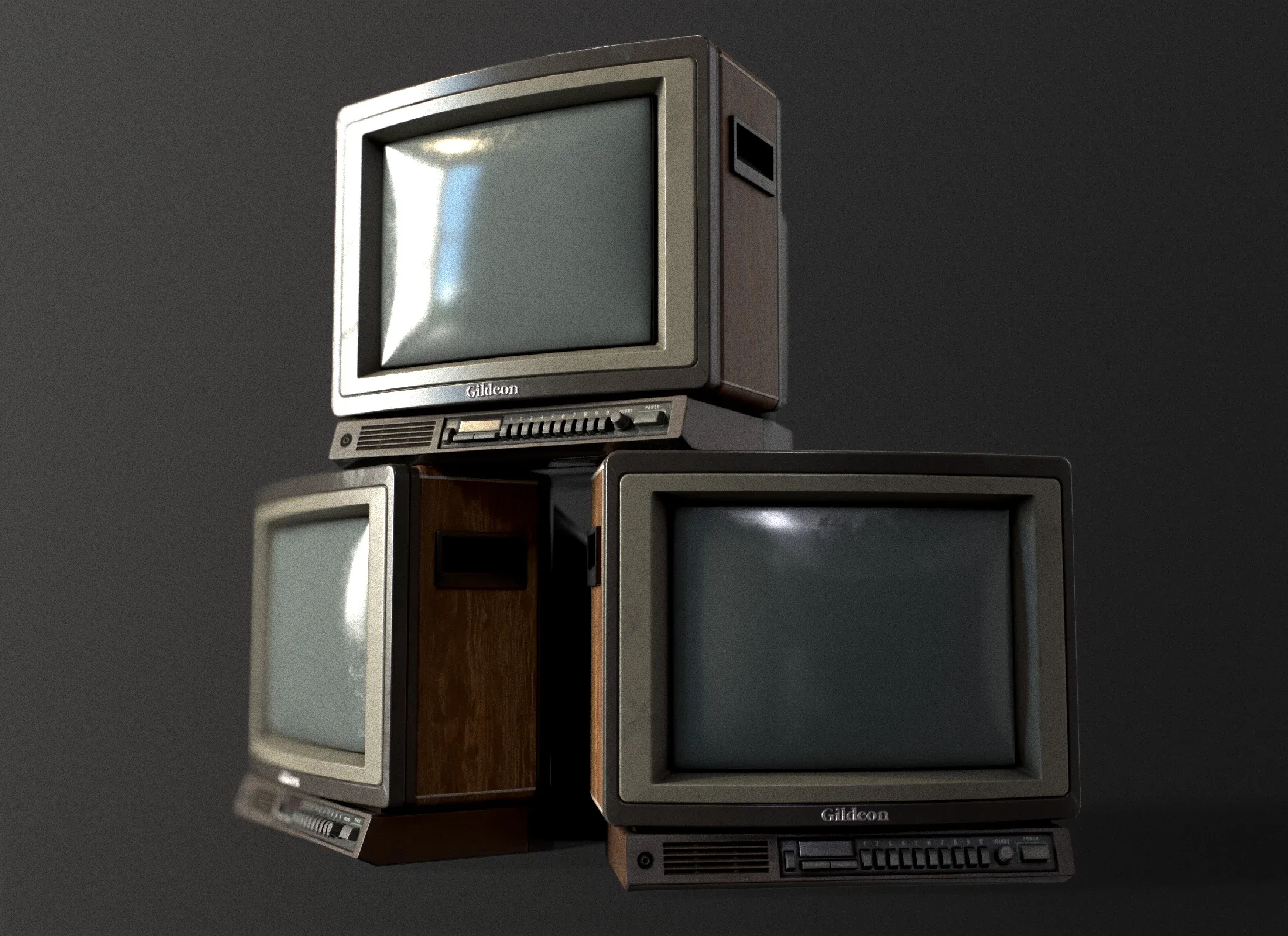 Old Retro TV from 80s wooden case