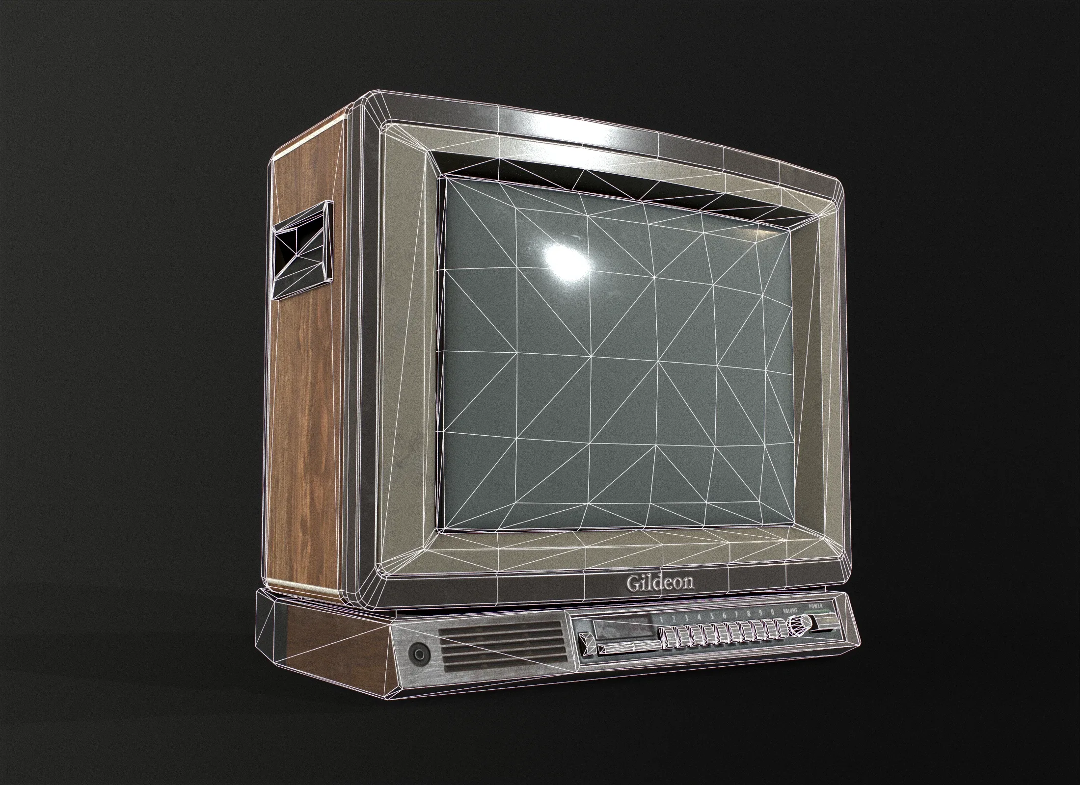 Old Retro TV from 80s wooden case