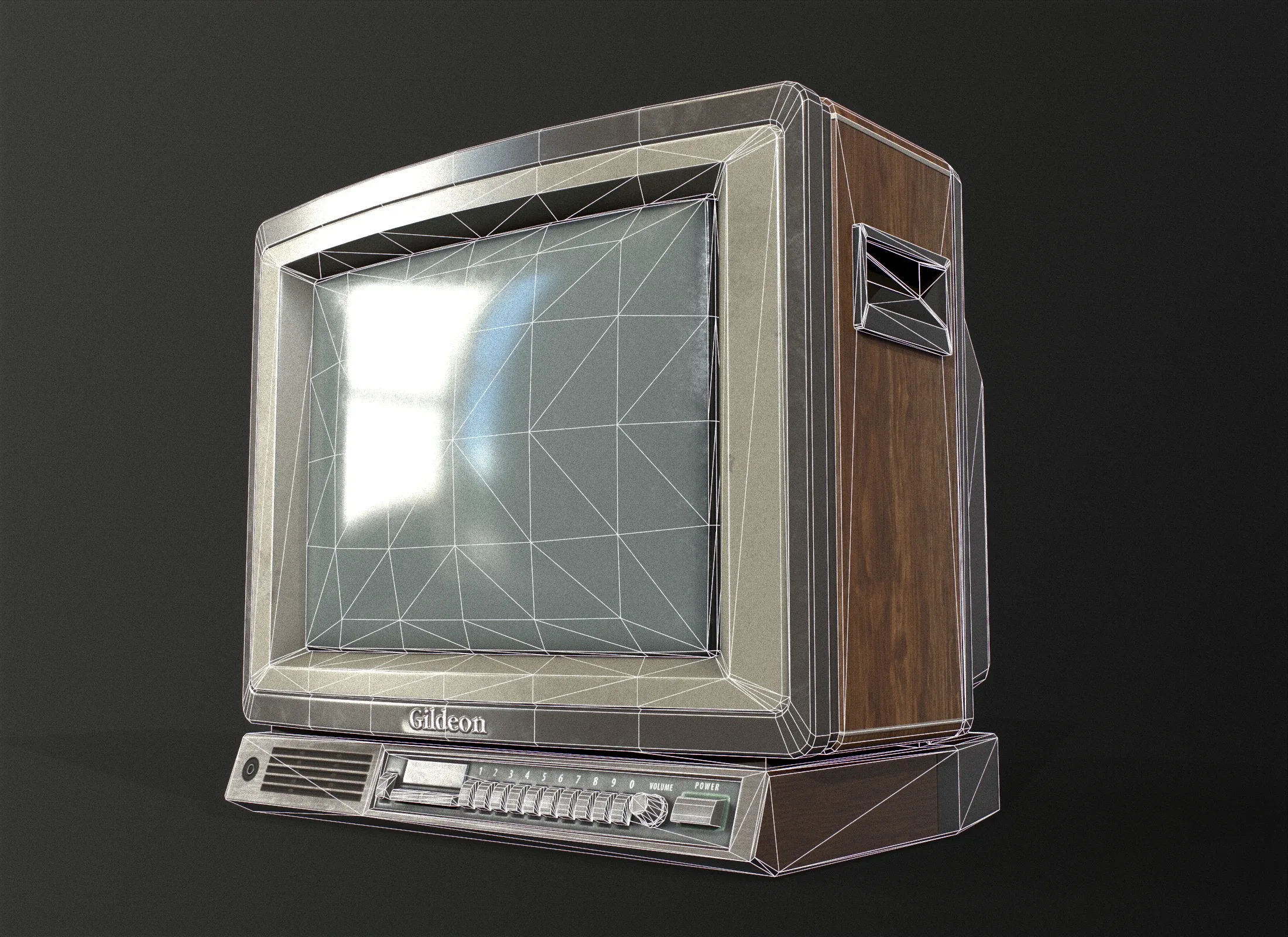 Old Retro TV from 80s wooden case