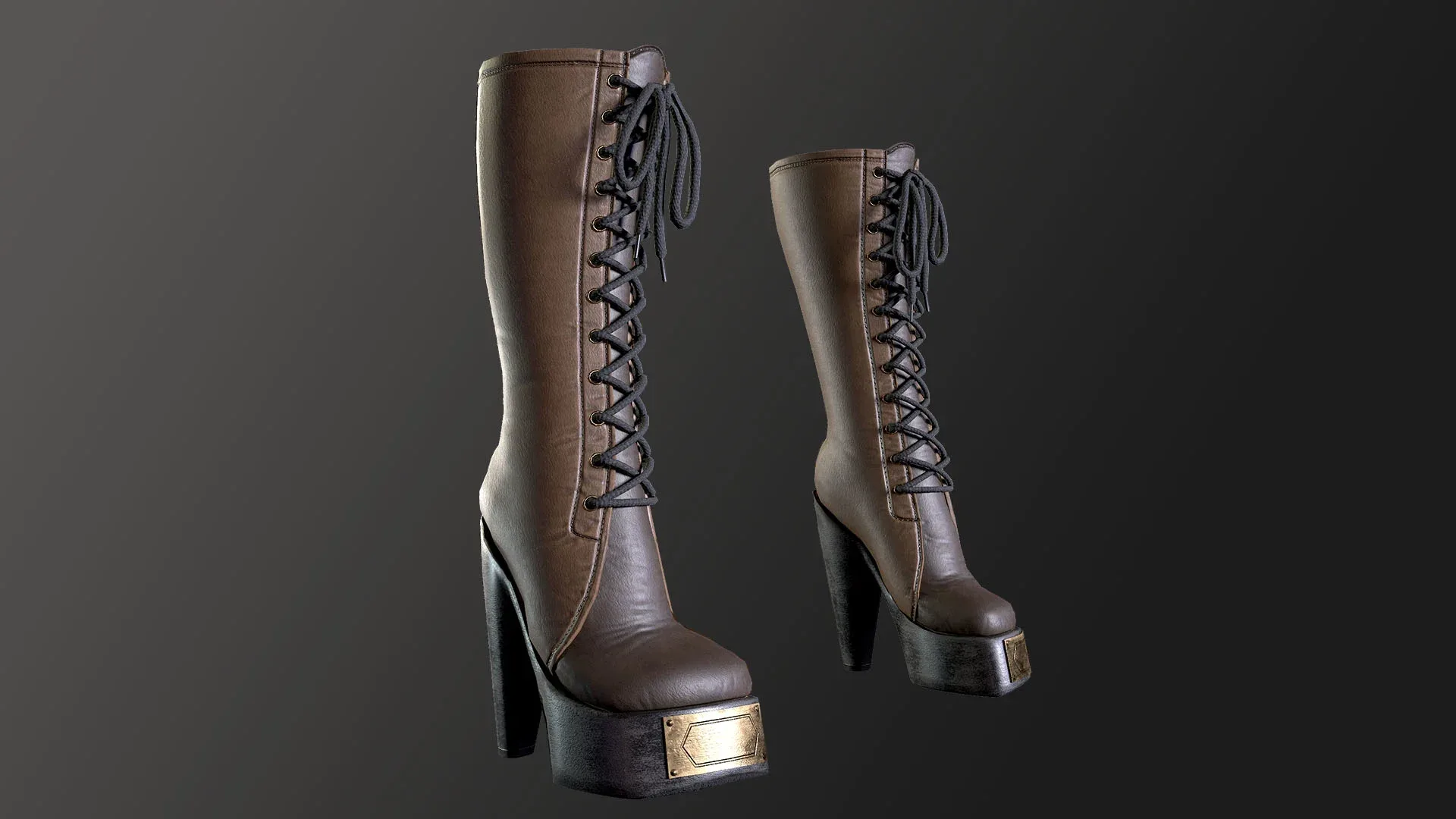 Rock Boots Hight Ankle Platform Low-poly