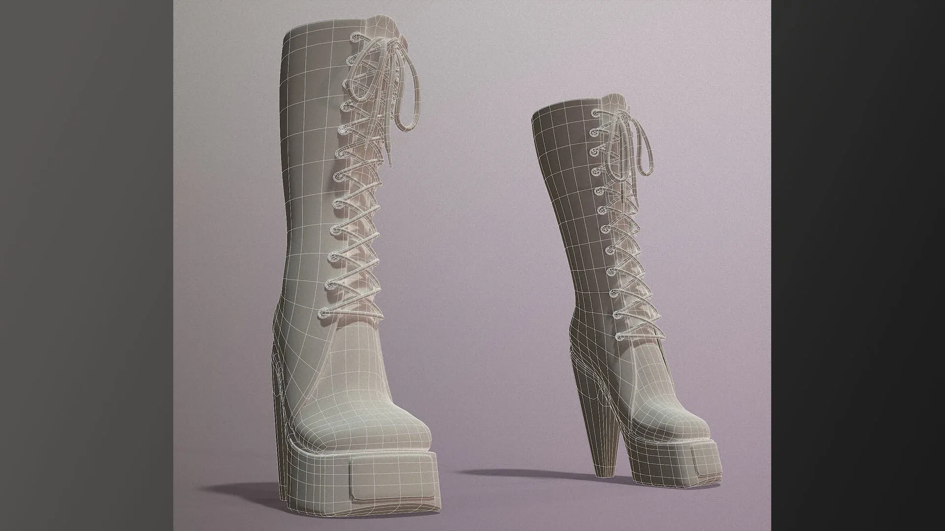 Rock Boots Hight Ankle Platform Low-poly