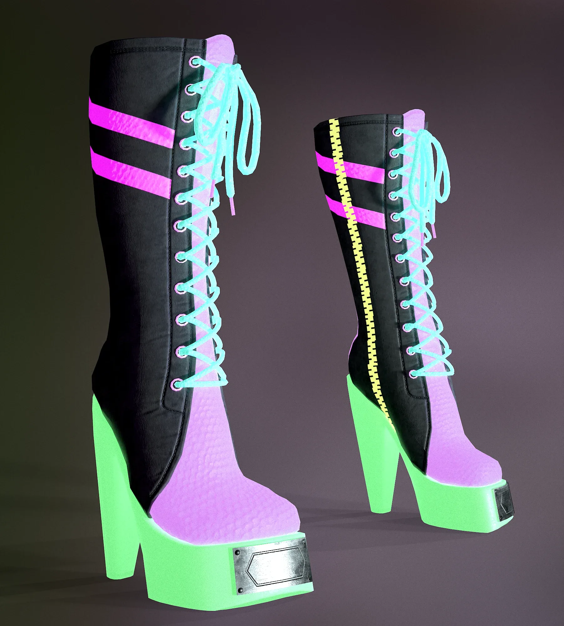 Rock Boots Hight Ankle Platform Low-poly