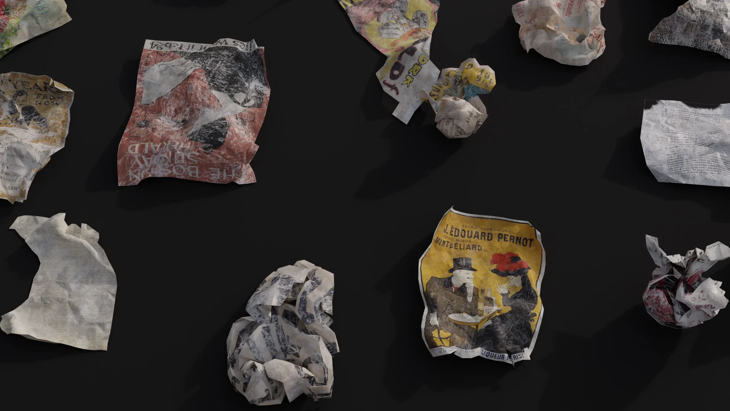 100+ crumpled paper 3d models pack