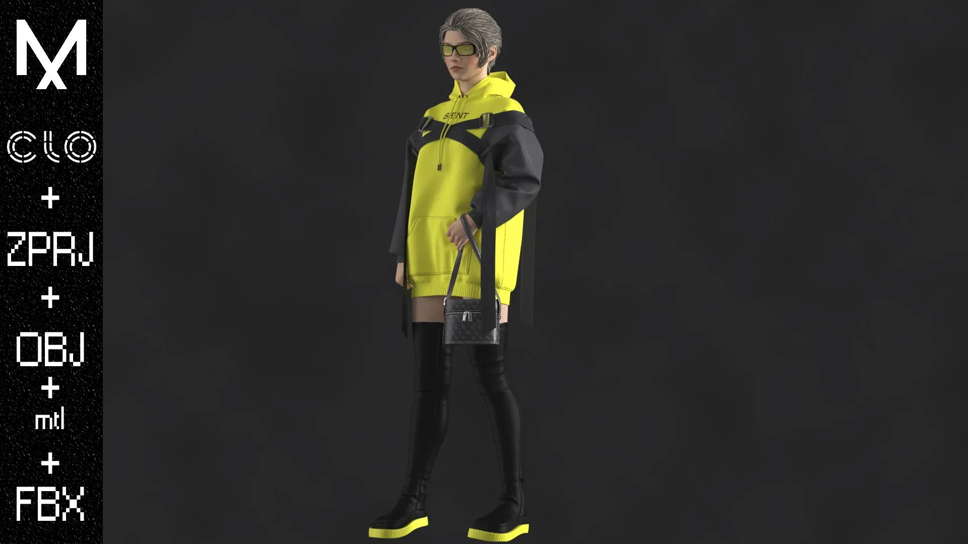 Female Outfit OBJ mtl FBX ZPRJ