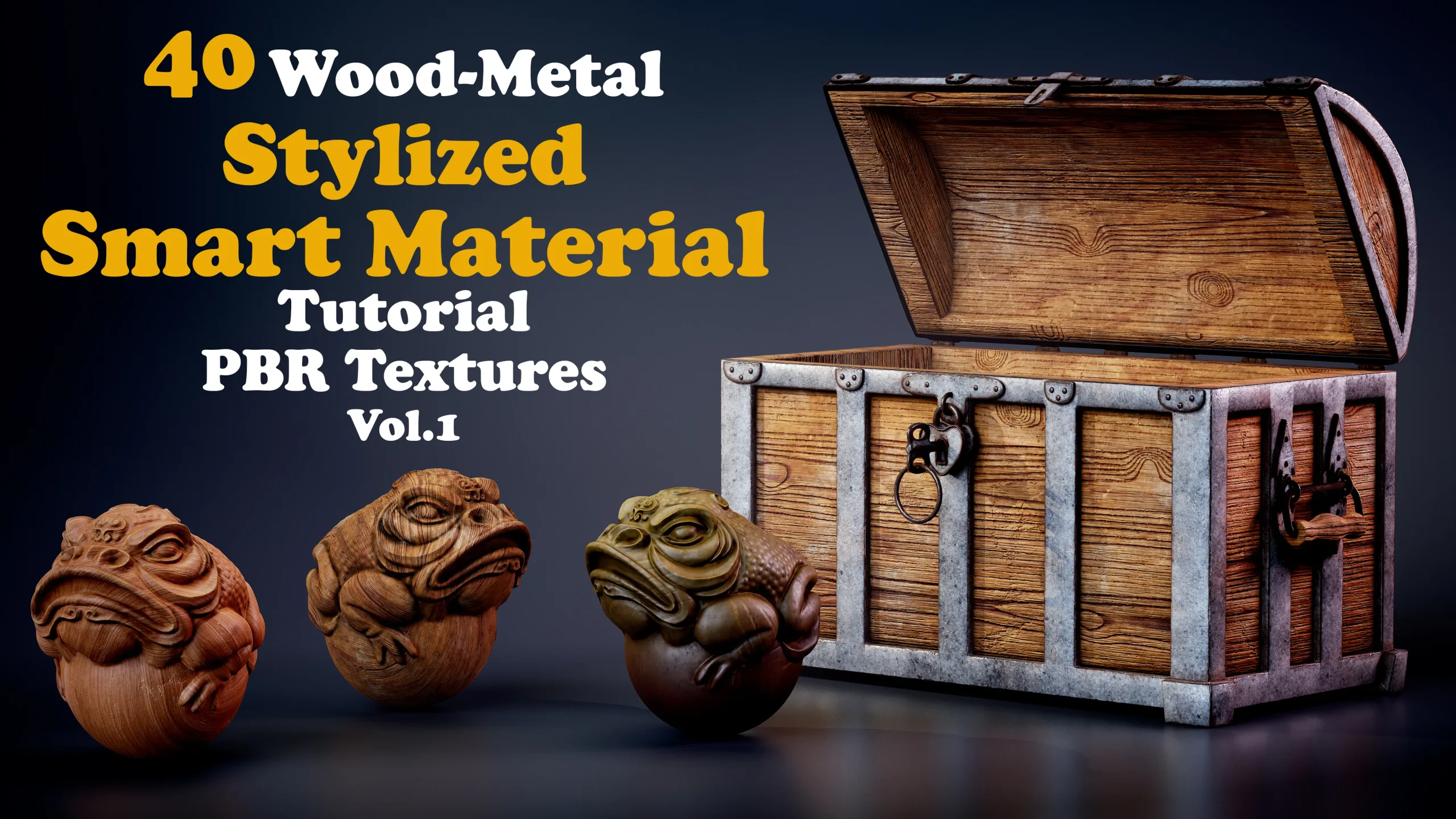 40 Stylized Wood-Metal Smart Material+ 4K PBR Textures + Tutorial