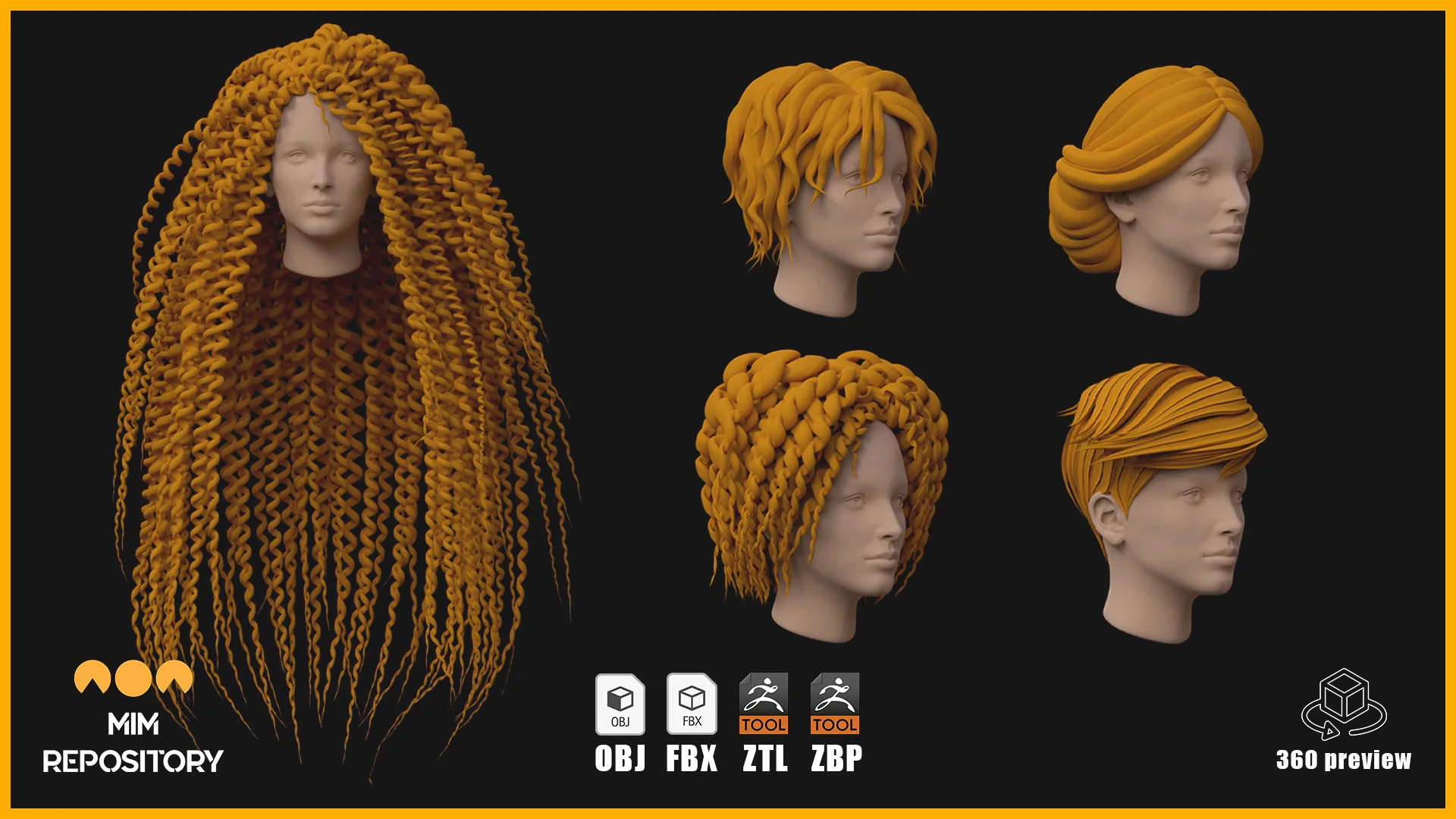 30 Stylized Hair Base Mesh - VOL 02