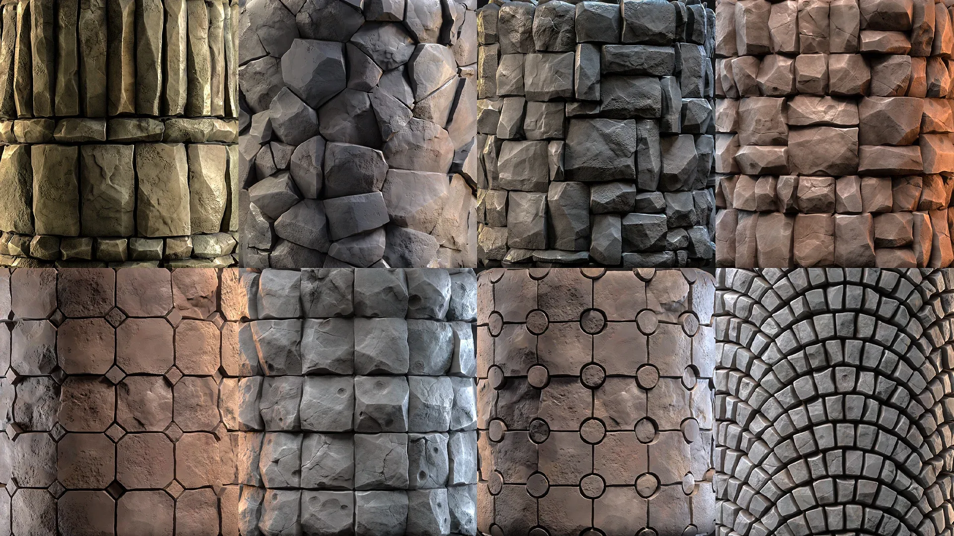 8 High Quality Stylized Stone Material