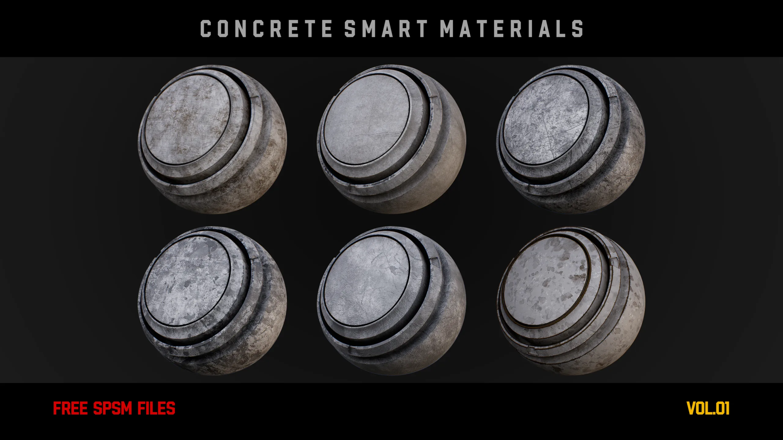 " 6 High Detailed Concrete Smart Materials " (Vol.1) - 100% FREE!