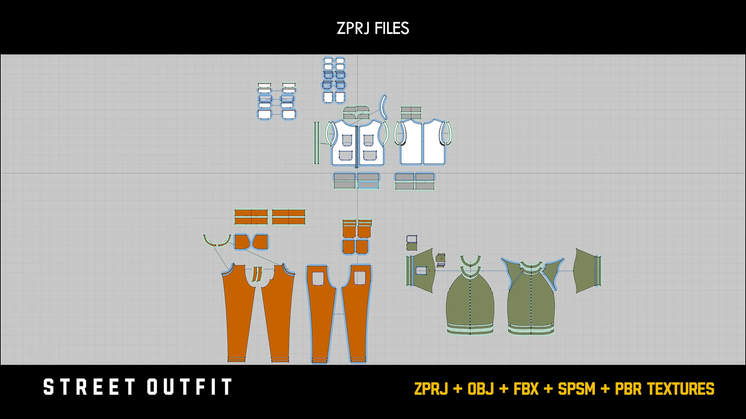 " Street outfit " (Num01) / ZPRJ - OBJ - FBX + 2 Free Smart Materials